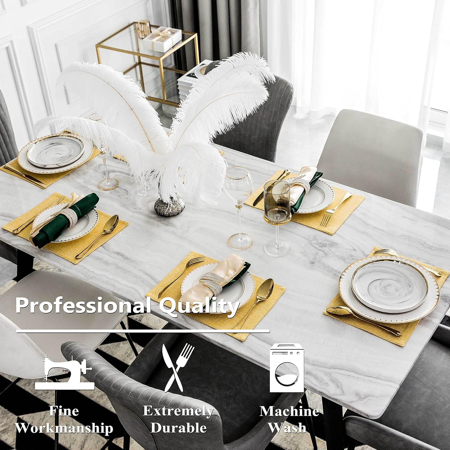 Home Brilliant Cloth Placemats Set of 8 Linen Placemat Washable Heat Resistant Dining Table Place Mats for Kitchen