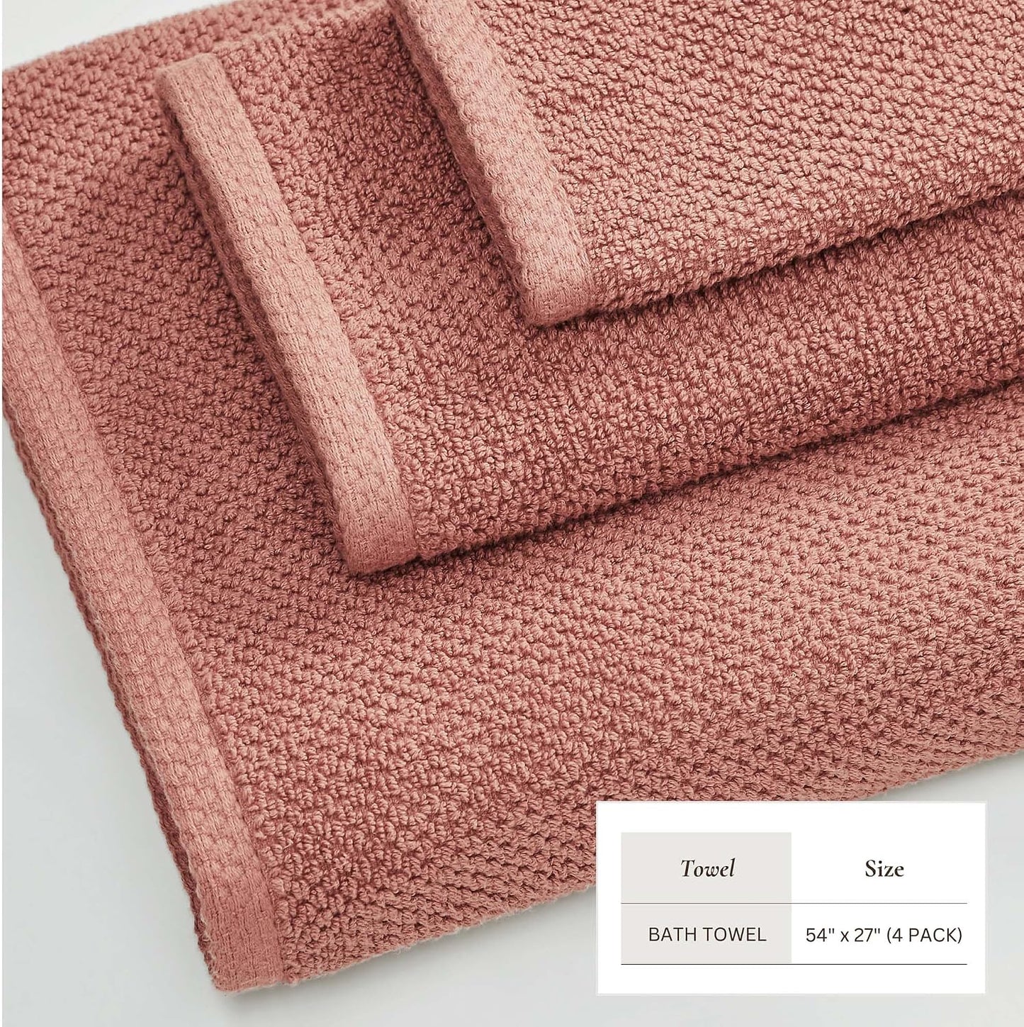 Great Bay Home 100% Cotton 4 Pack 54x27 Bath Towel Set - Absorbent, Quick-Drying, Durable Towels for Bathroom Decor