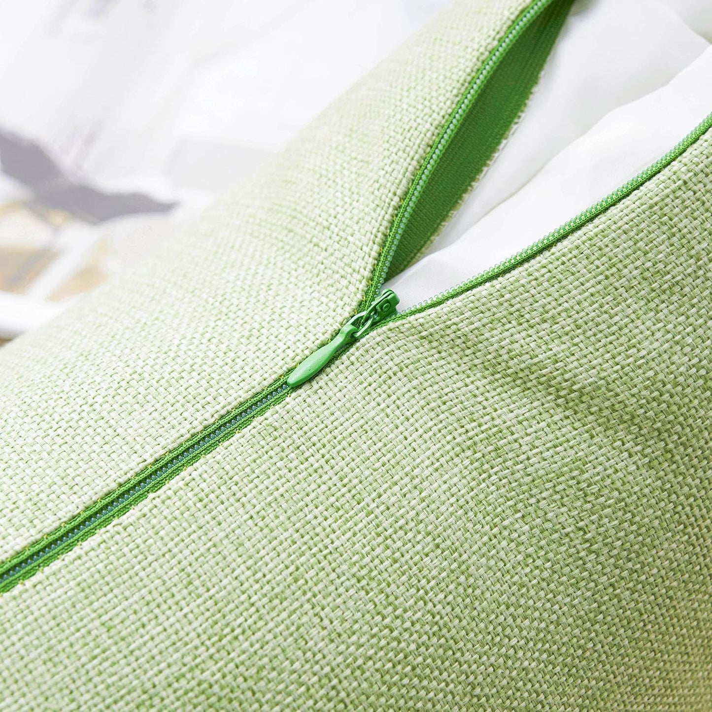 Pillow Covers Linen Textured Decorative Pillowcases for Bed Sage / 18 x 18 / Grass Green / Set of 4