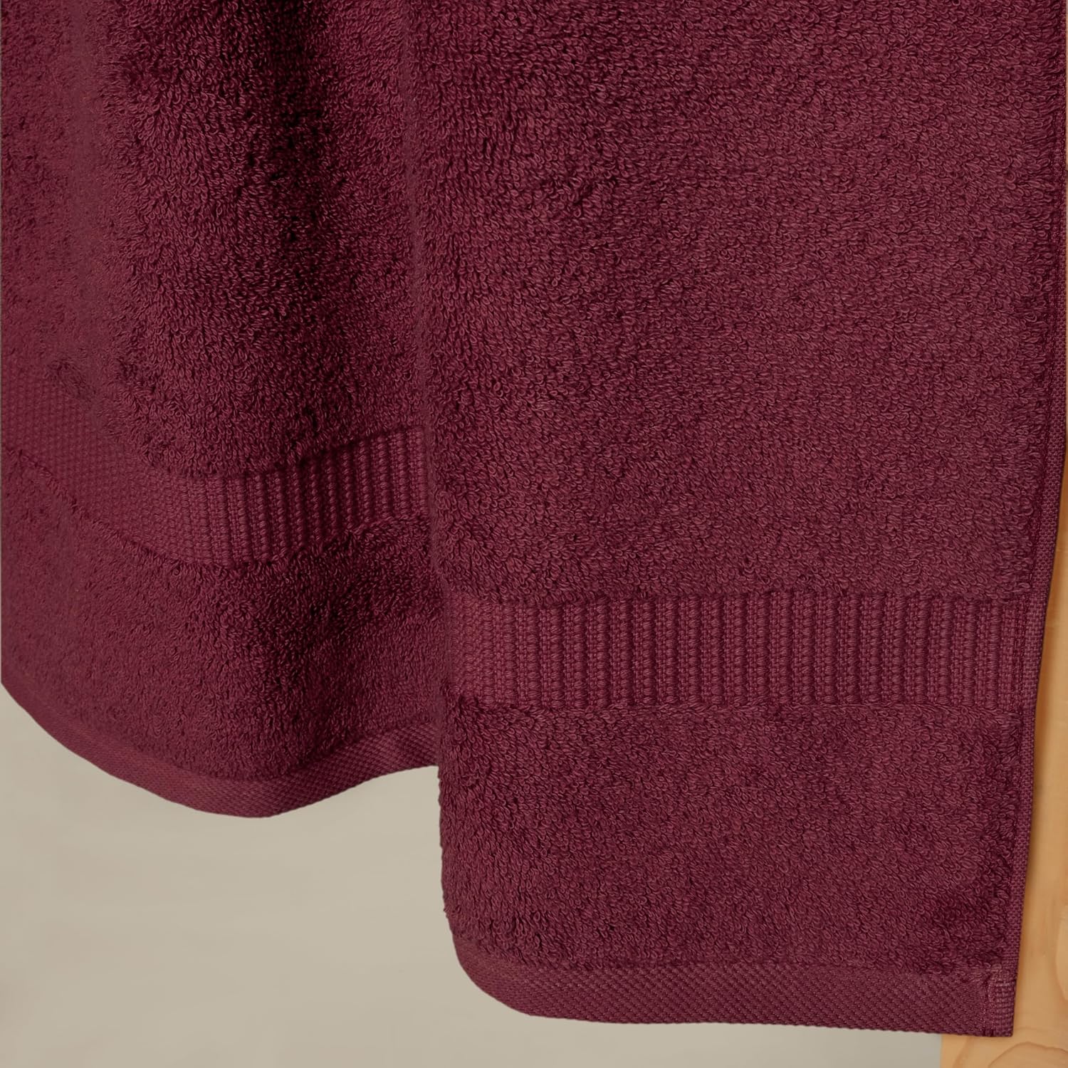 SALBAKOS 4-Piece 100% Turkish Cotton Bath Towels, 27x54 inch, Wine | Standard Size, 630 Gsm Thick Super Soft Highly