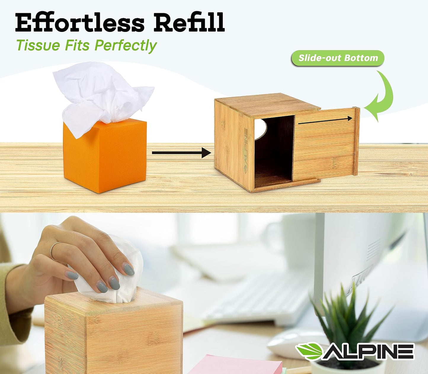 Industries Wooden Tissue Box Cover / Bamboo / Square