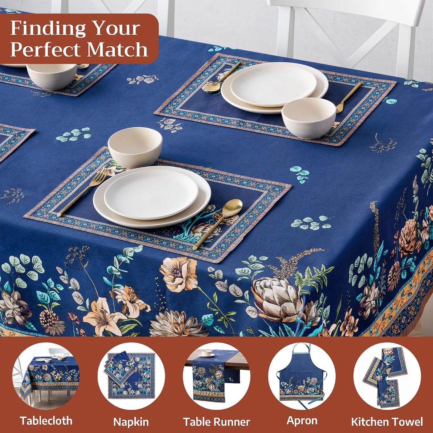 Maison d' Hermine Placemats Set of 4 Reusable 100% Combed Cotton (13"x19") | Cloth Place Mats Washable Table Mats for