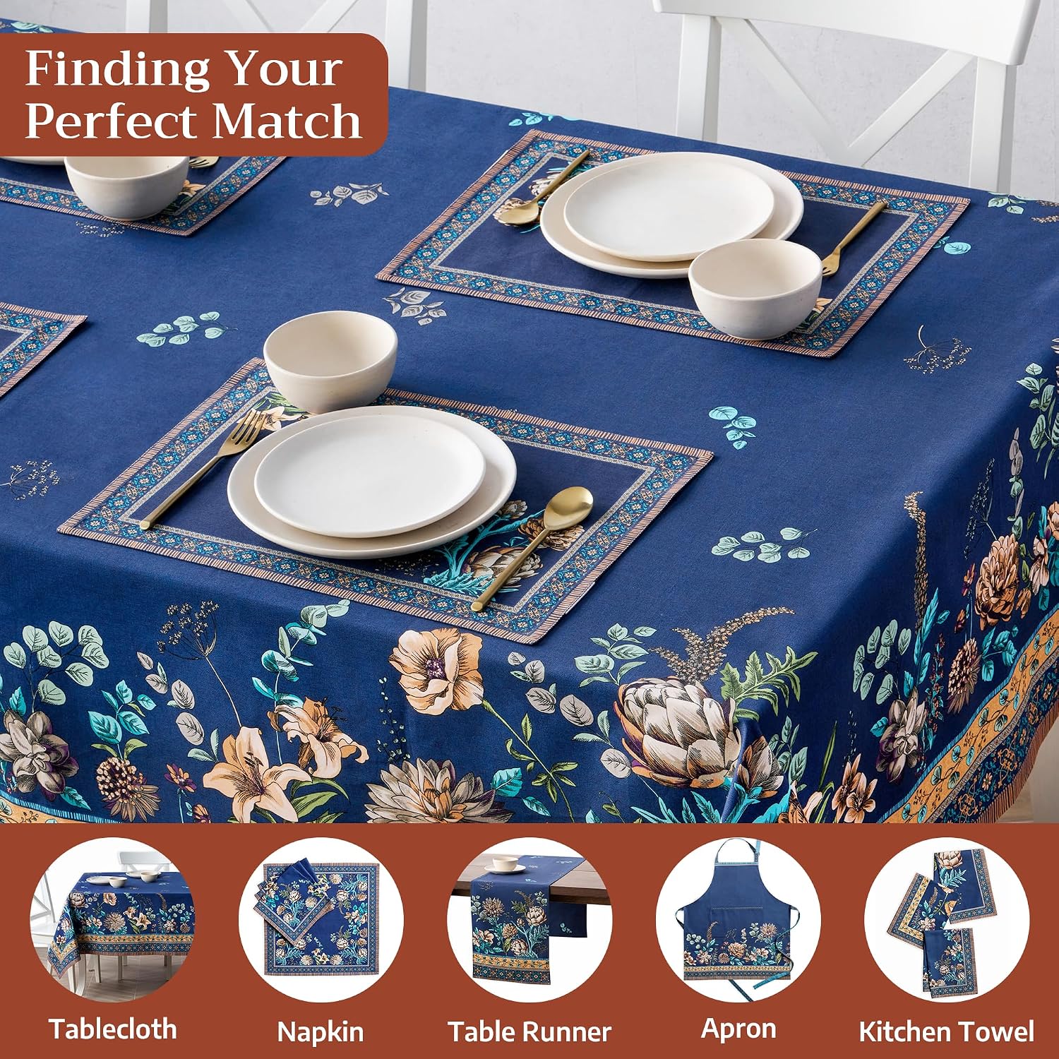 Maison d' Hermine Placemats Set of 4 Reusable 100% Combed Cotton (13"x19") | Cloth Place Mats Washable Table Mats for