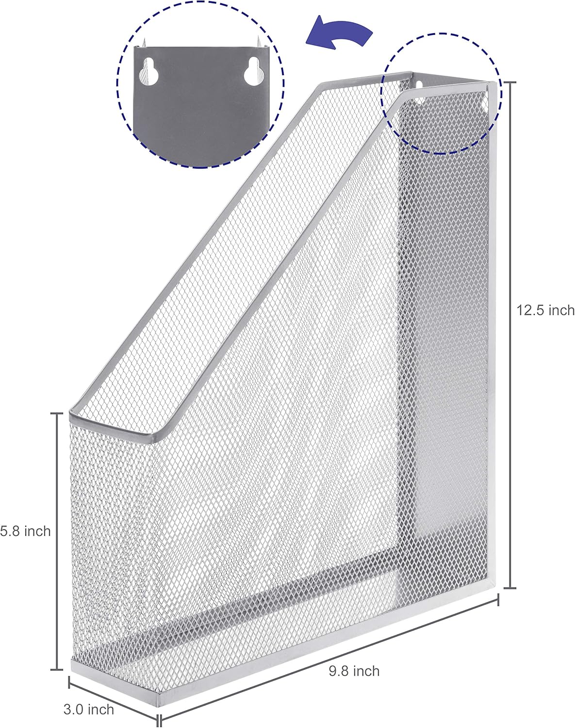 MyGift Silver Wire Mesh Document Holder, Wall Mounted or Desktop Magazine and File Rack, Set of 2