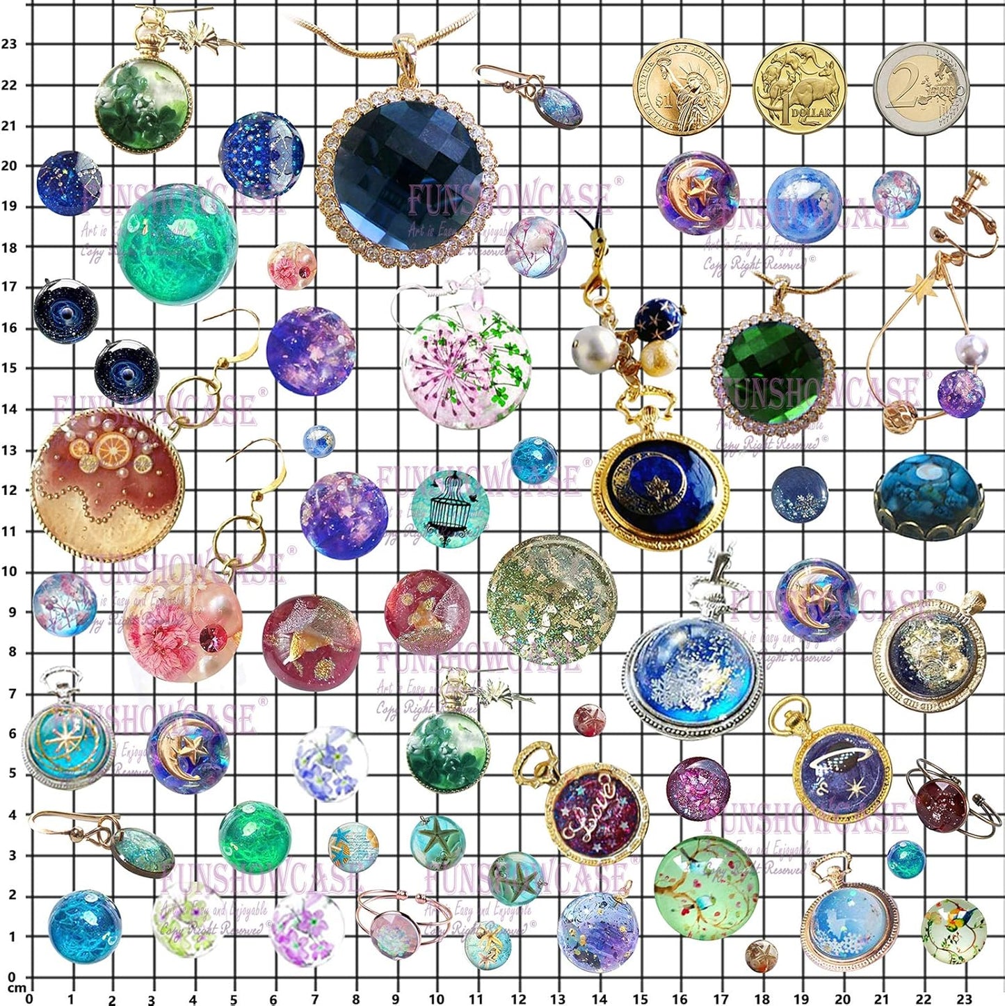 UV Epoxy Urethane Polyresin Jewelry / 62 Cavities 2 Designs Large Tray