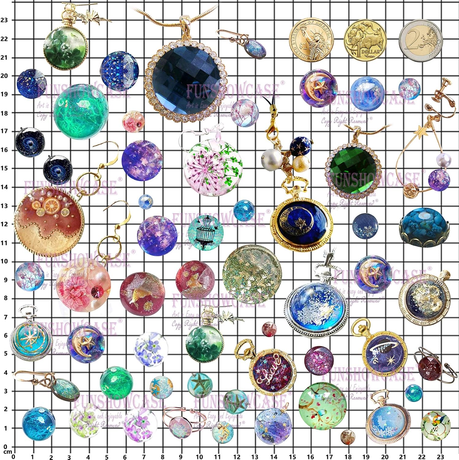 UV Epoxy Urethane Polyresin Jewelry / 62 Cavities 2 Designs Large Tray