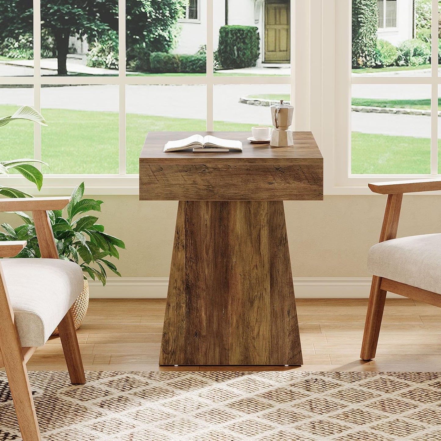 Rustic Square Side Table / Brown