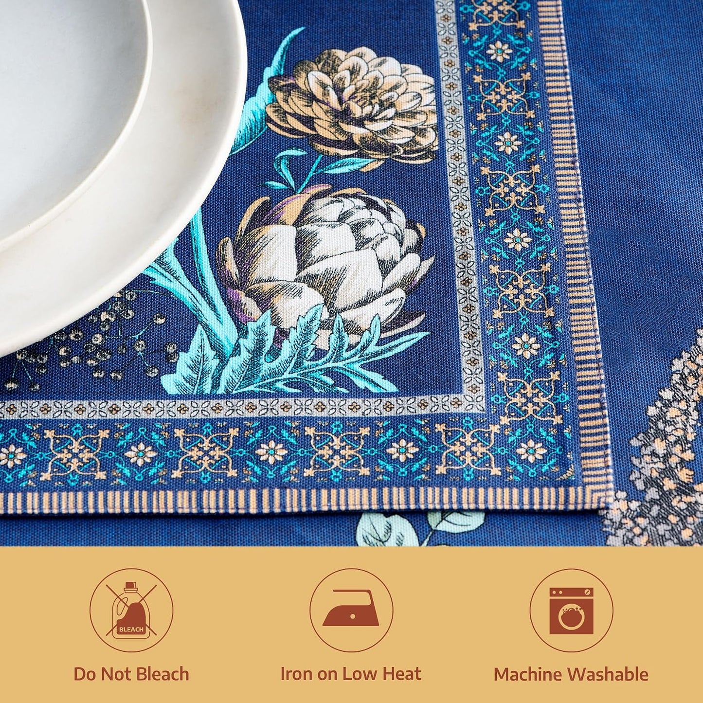 Maison d' Hermine Placemats Set of 4 Reusable 100% Combed Cotton (13"x19") | Cloth Place Mats Washable Table Mats for