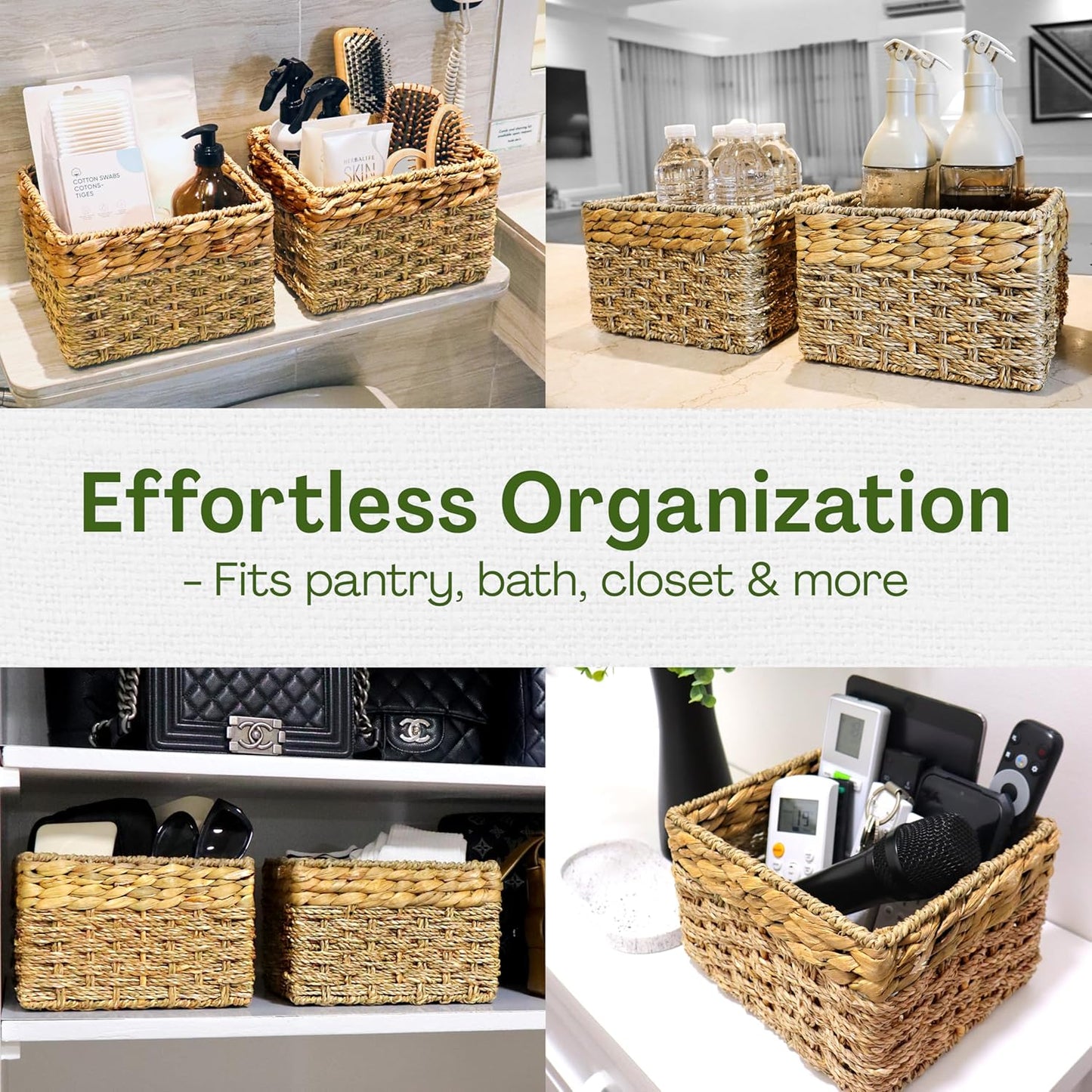 Small Wicker Storage Baskets / 8 x 7 x 5.5 / Small - " In. / Natural / Set of 2
