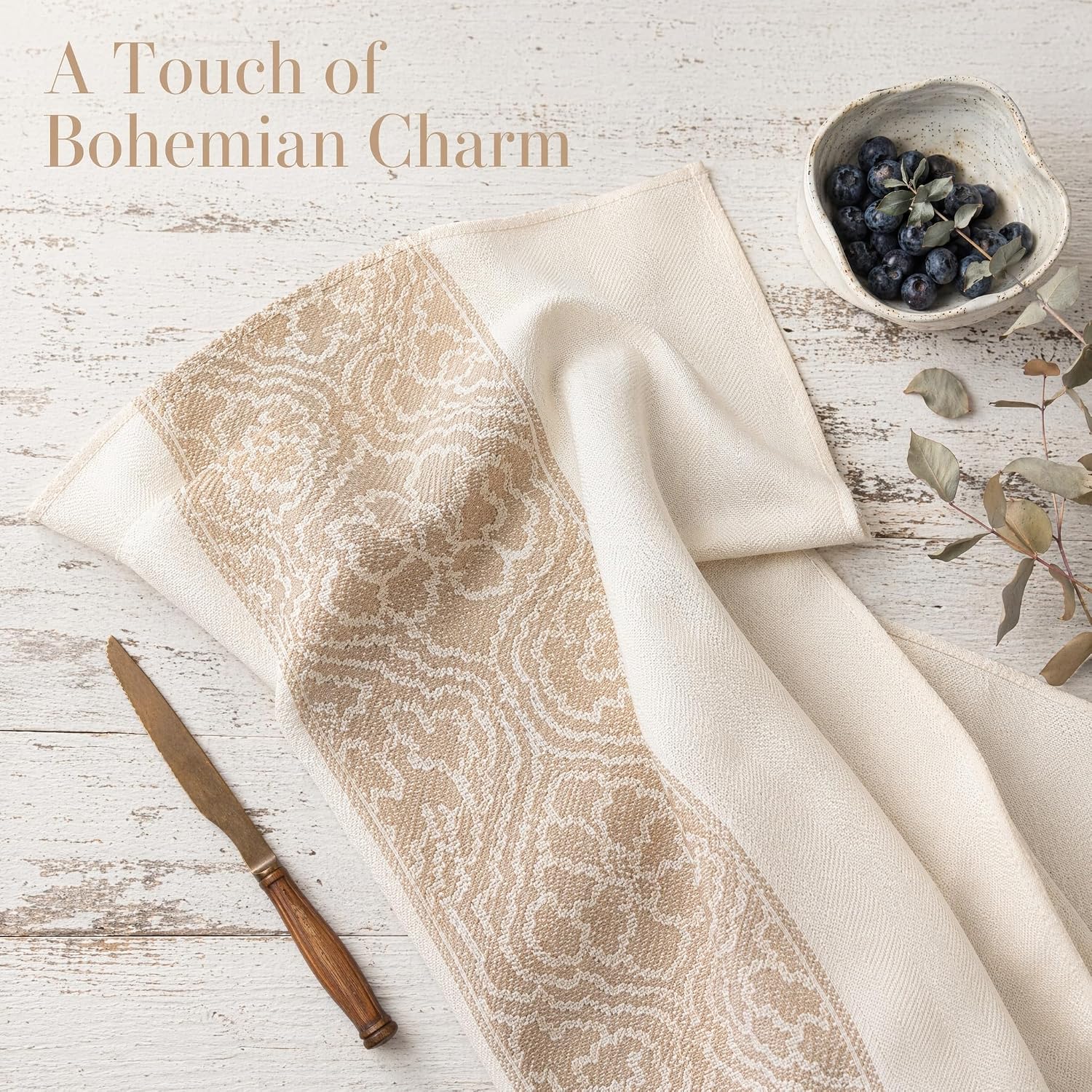 Extra Long Rectangle Linen Tablecloth Spillproof Cloth, 55x134 Inch | Stain Resistant Woven Classic Scroll Runner