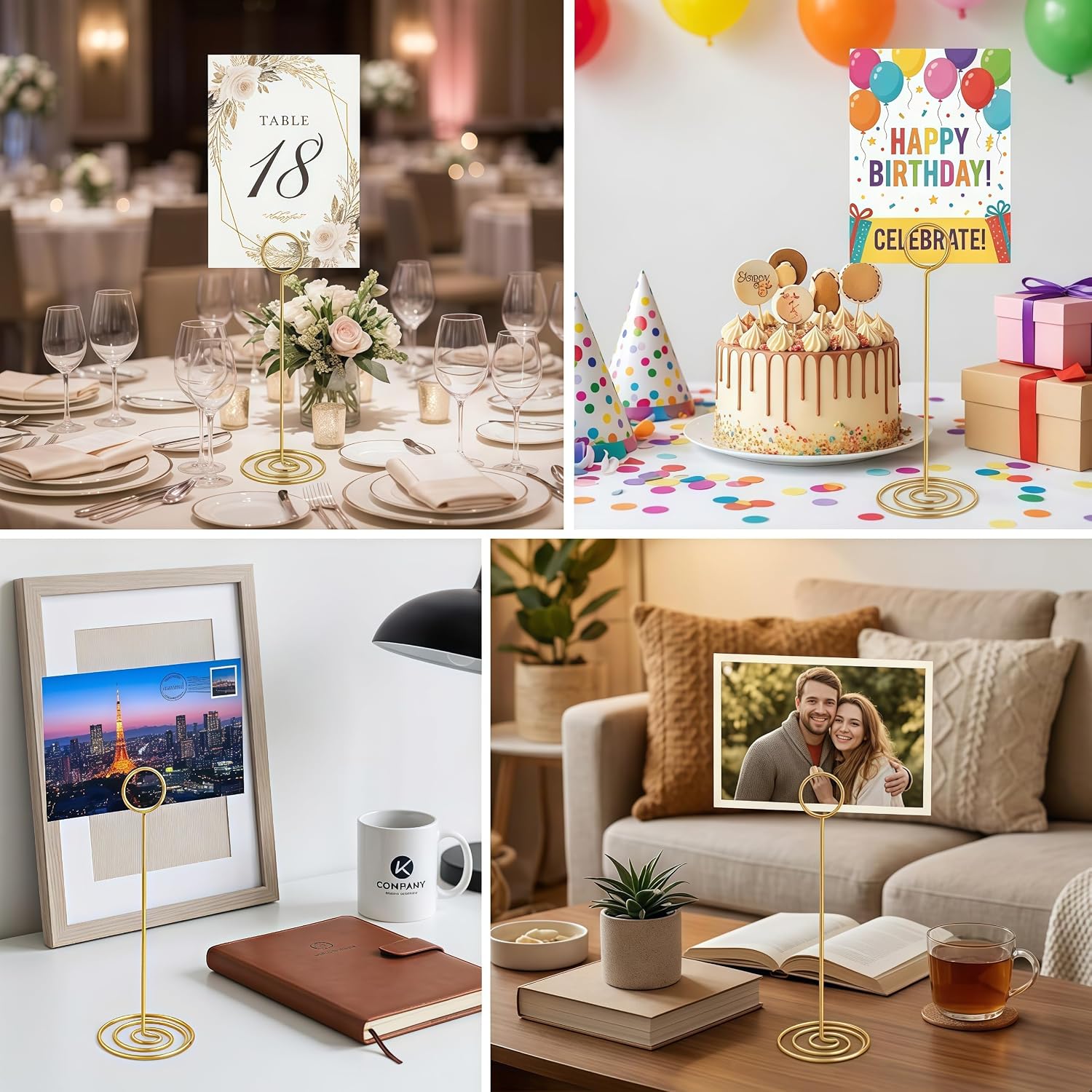 Radezon 20 Pack 8.75 inch Tall Table Number Holders Place Card Holder Table Picture Holder Wire Photo Holder Clips