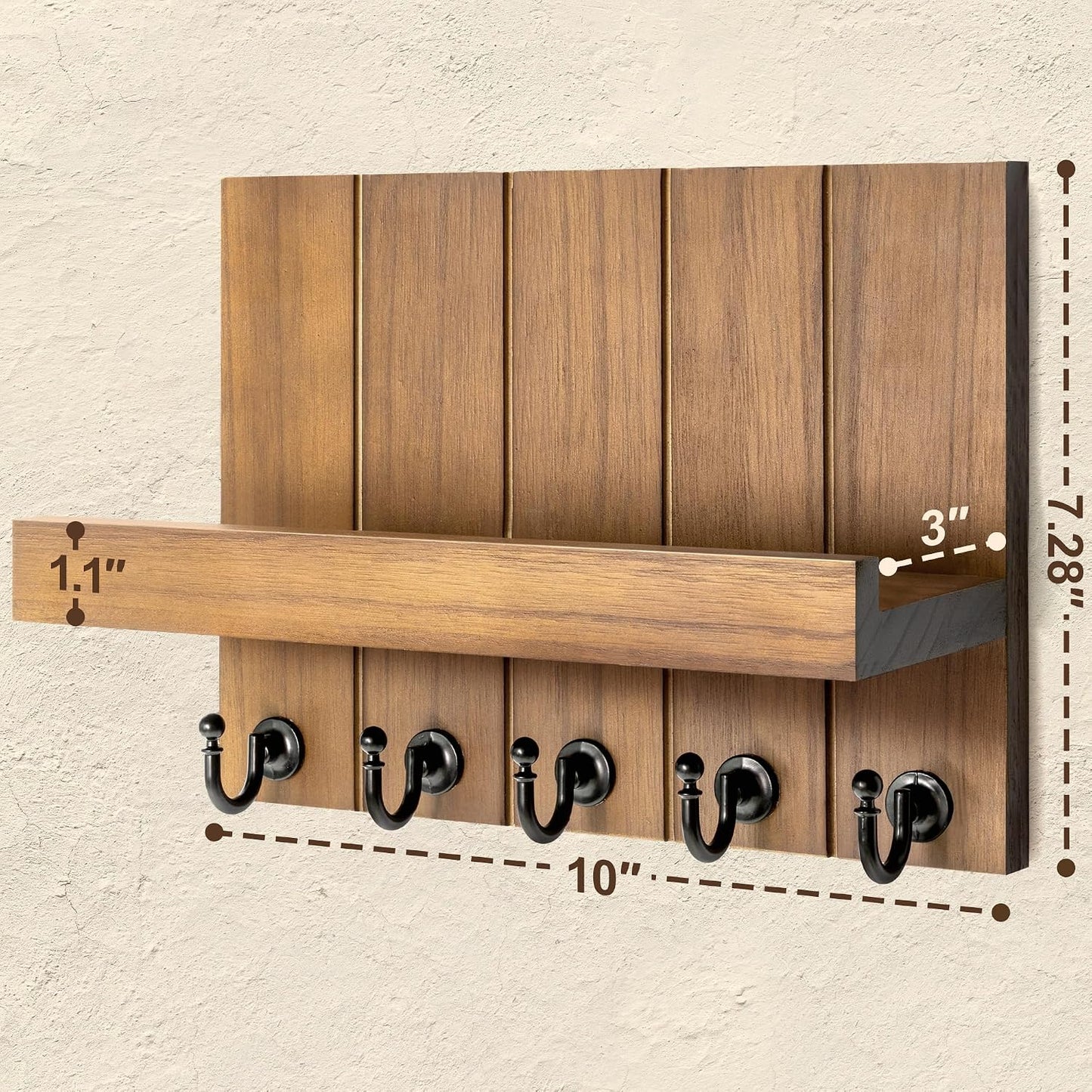 Rustic Key Holder / Brown / 10 Inch