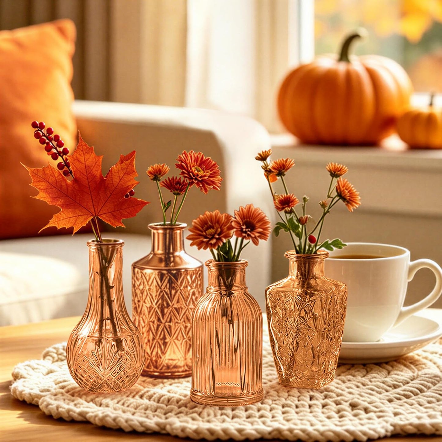 Glass Bud Vases in Bulk / Amber / Set of 17