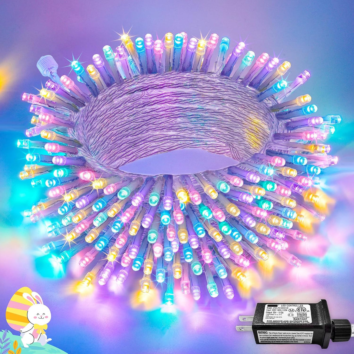 JMEXSUSS 33ft 100 LED Easter Lights for Indoor Outdoor Use