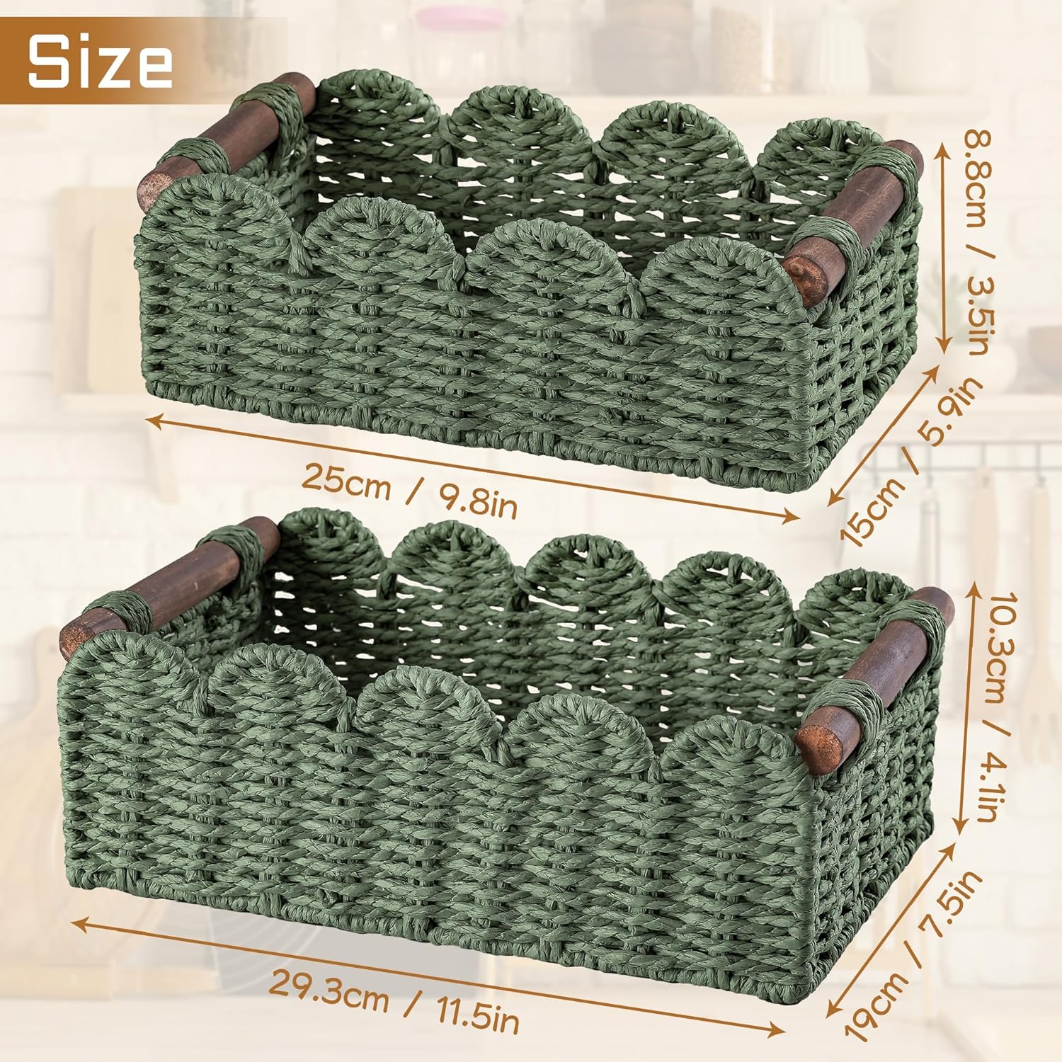 Storage Basket Wicker Baskets for Organizing Toilet Paper Storage Basket for Toilet Tank Top / Green