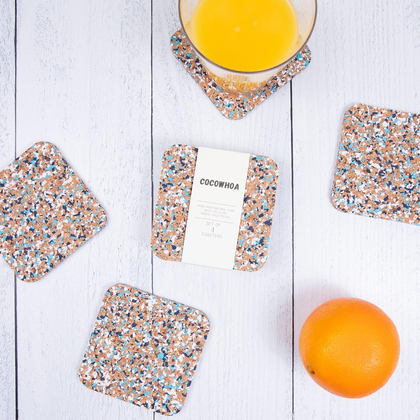 Colorful Drink Coaster / Blue / Set of 4