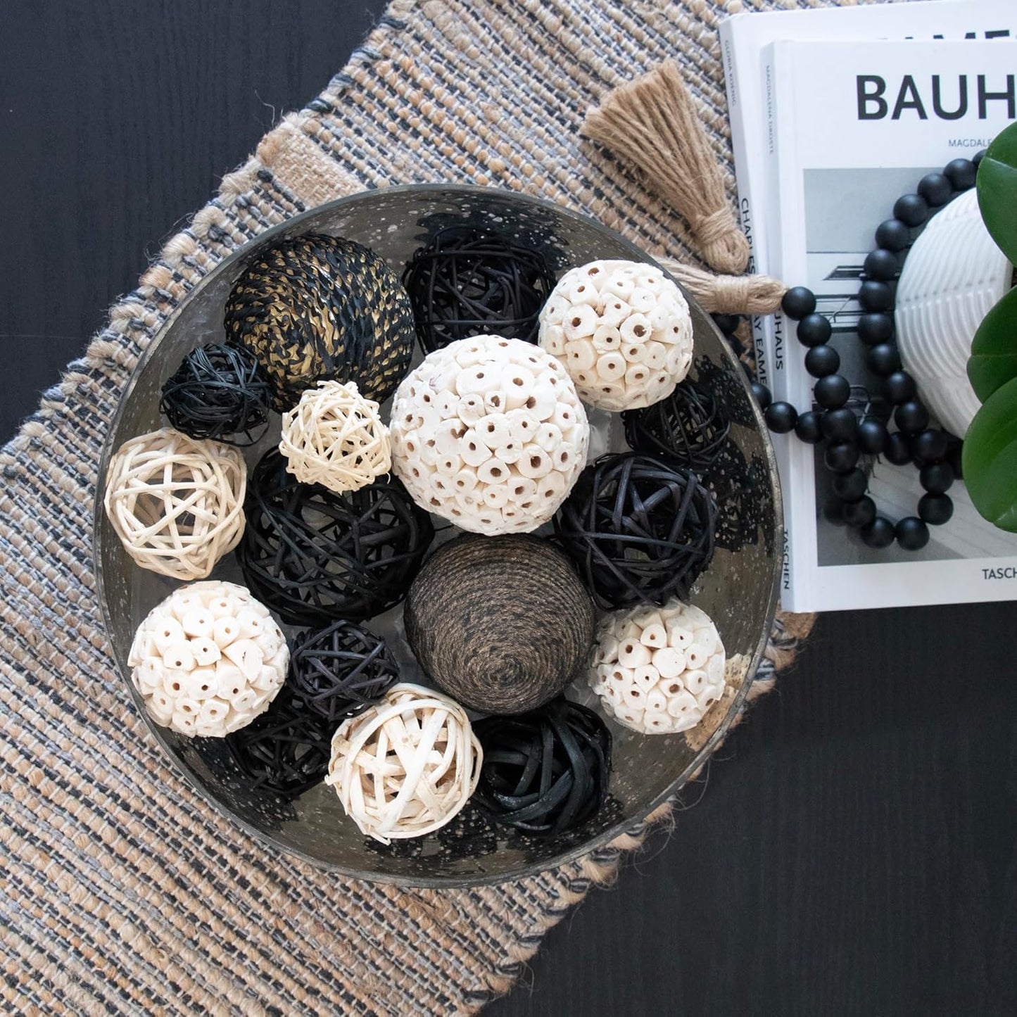 Decorative Balls Bag Bowl Filler Home Decor / Black & White