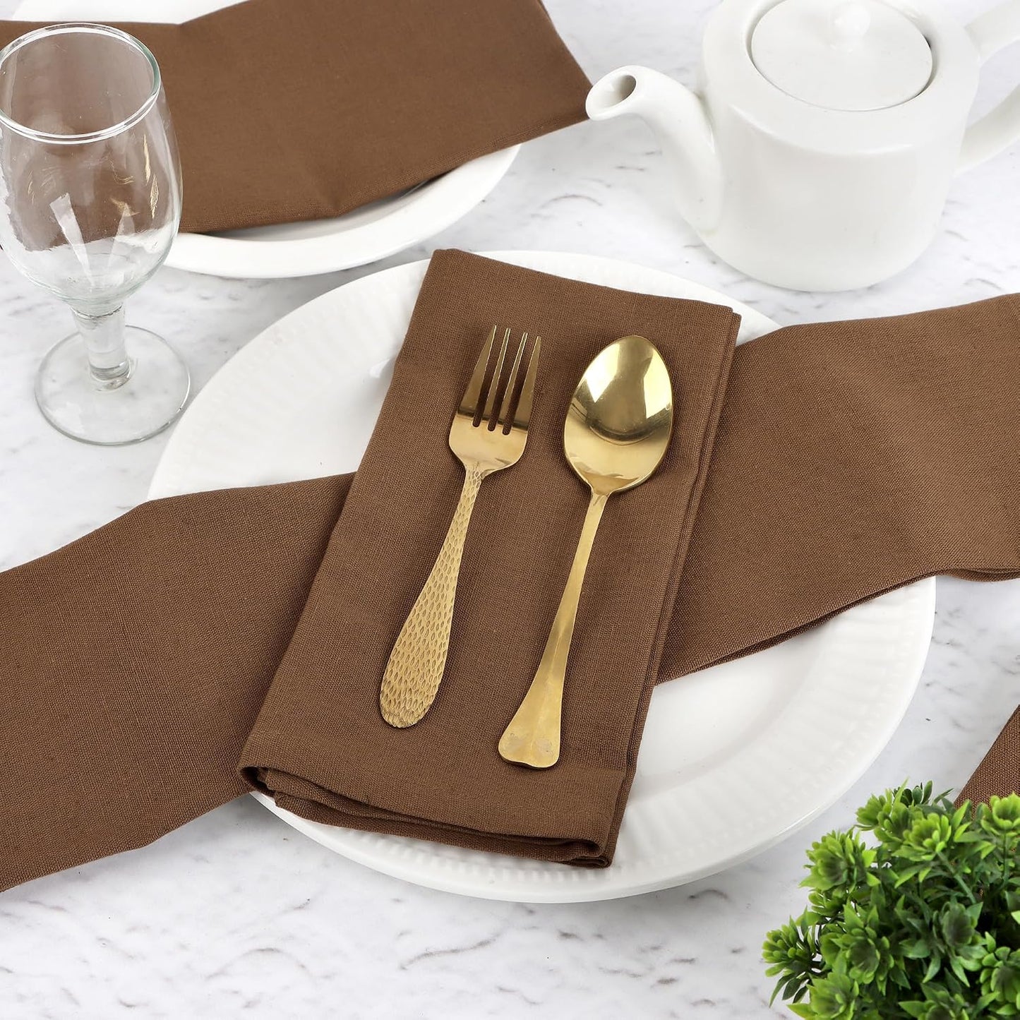 NATURALCRAFT Cloth Napkins Set of 12 Cotton Linen18x18 inch | Washable Reusable Fabric Soft Durable Quality Breathable