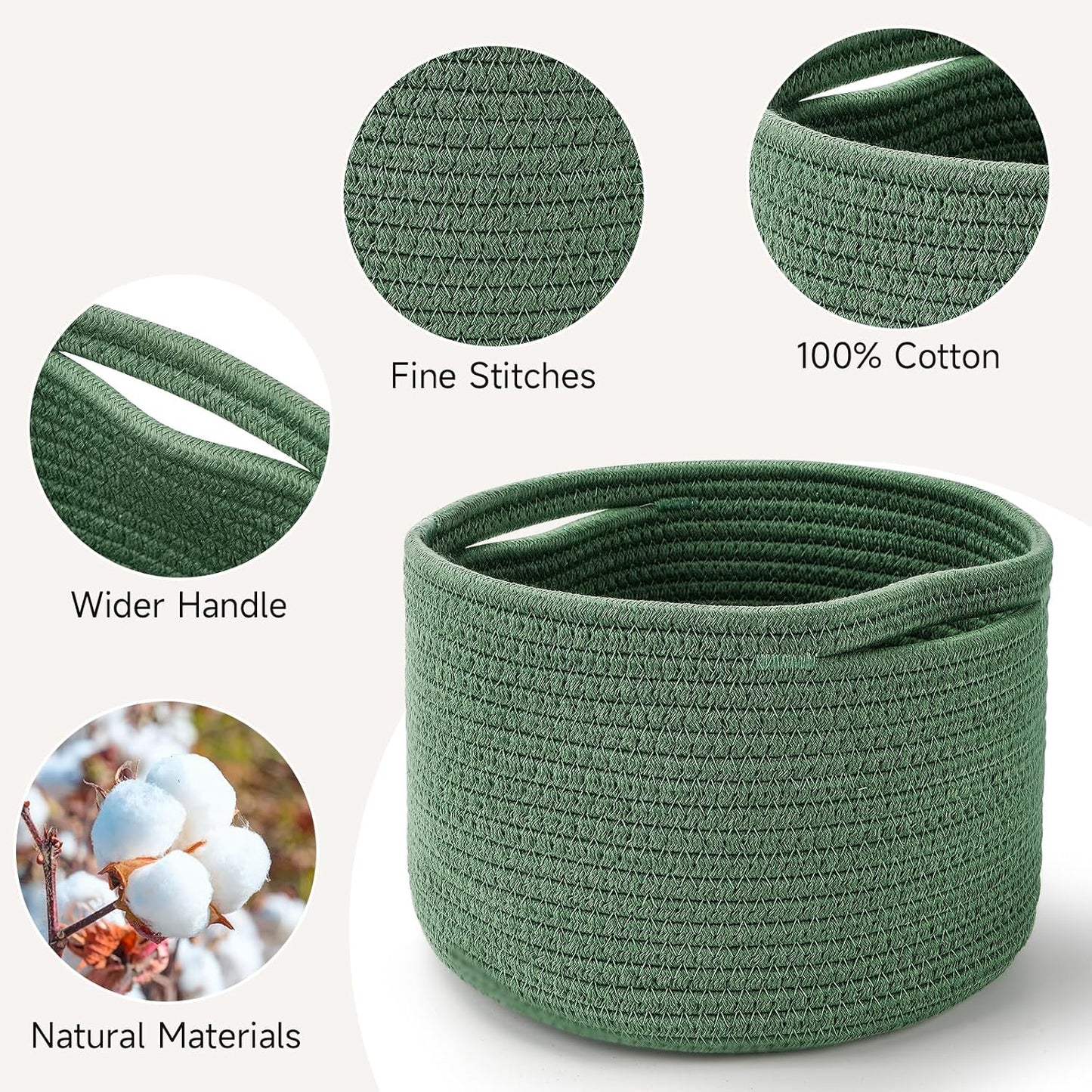 Round Woven Basket / Green / Set of 3