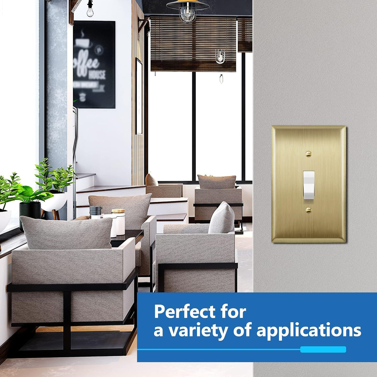 LIDER Toggle Light Switch Metal Wall Plate, Mid-Size 1-Gang, 2-Pack | Stainless Steel, Corrosion Resistant, Brushed