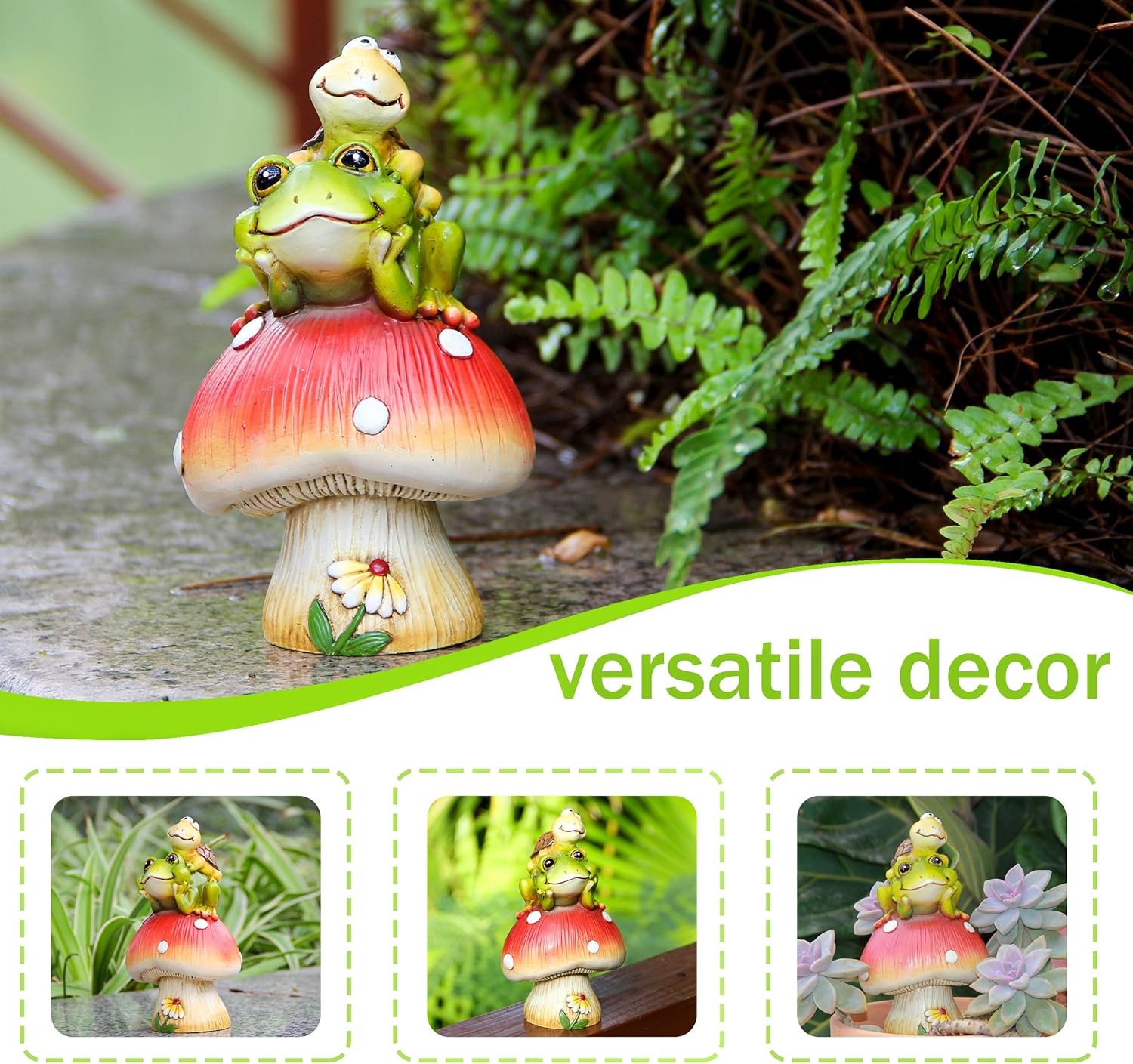 Frog Statue&Mushroom Figurines / Green