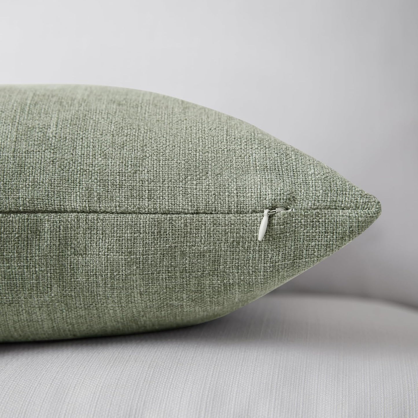 Modern Farmhouse Linen Blend Decorative Pillow Covers / Dark Sage / 18 x 18 / Set of 2