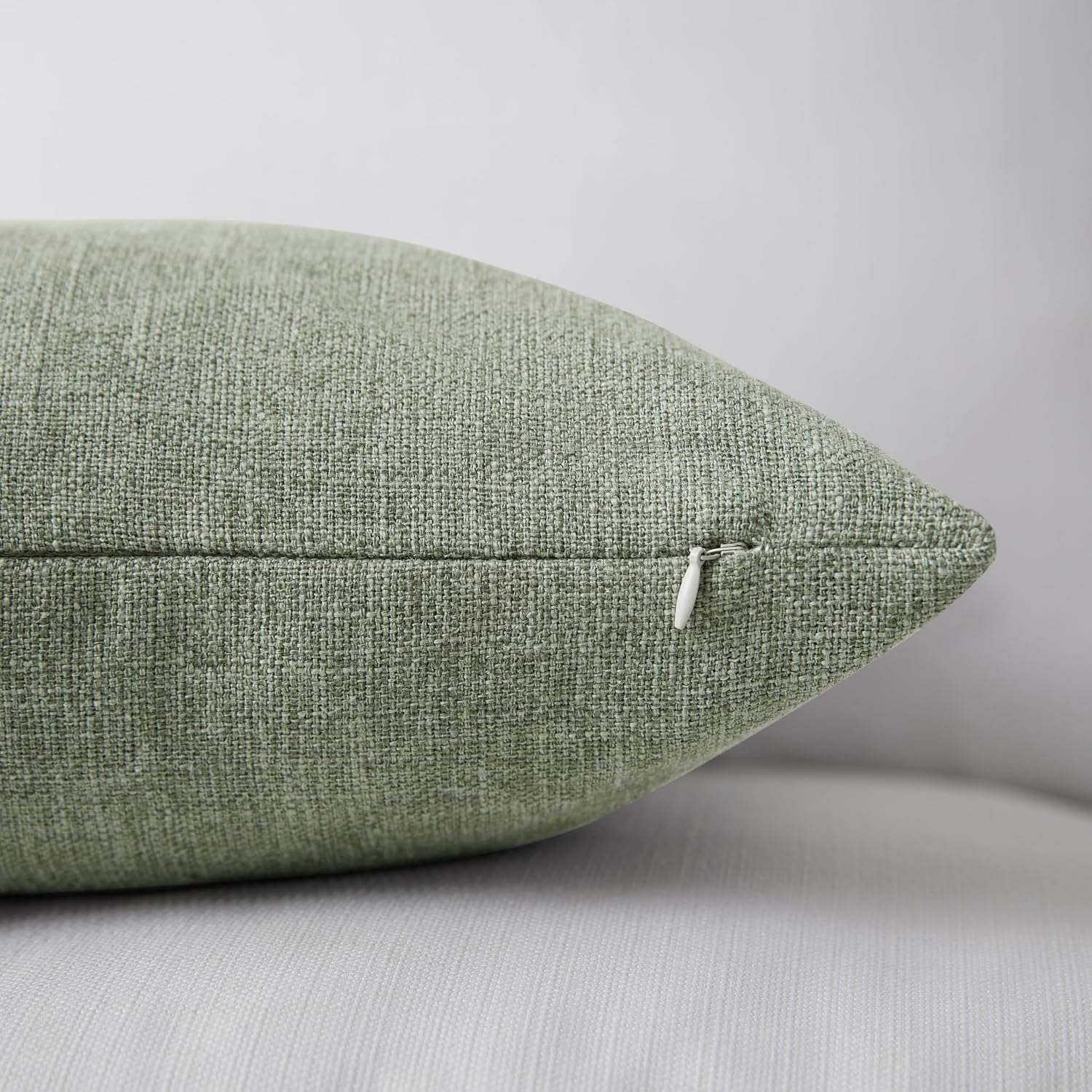 Modern Farmhouse Linen Blend Decorative Pillow Covers / Dark Sage / 18 x 18 / Set of 2