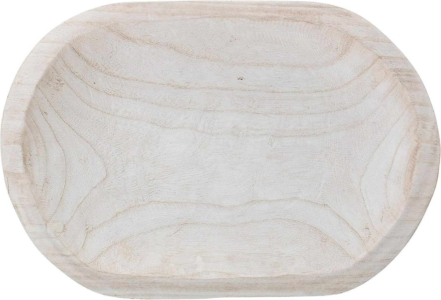 Hand-Carved Paulownia Wood Bowl / White