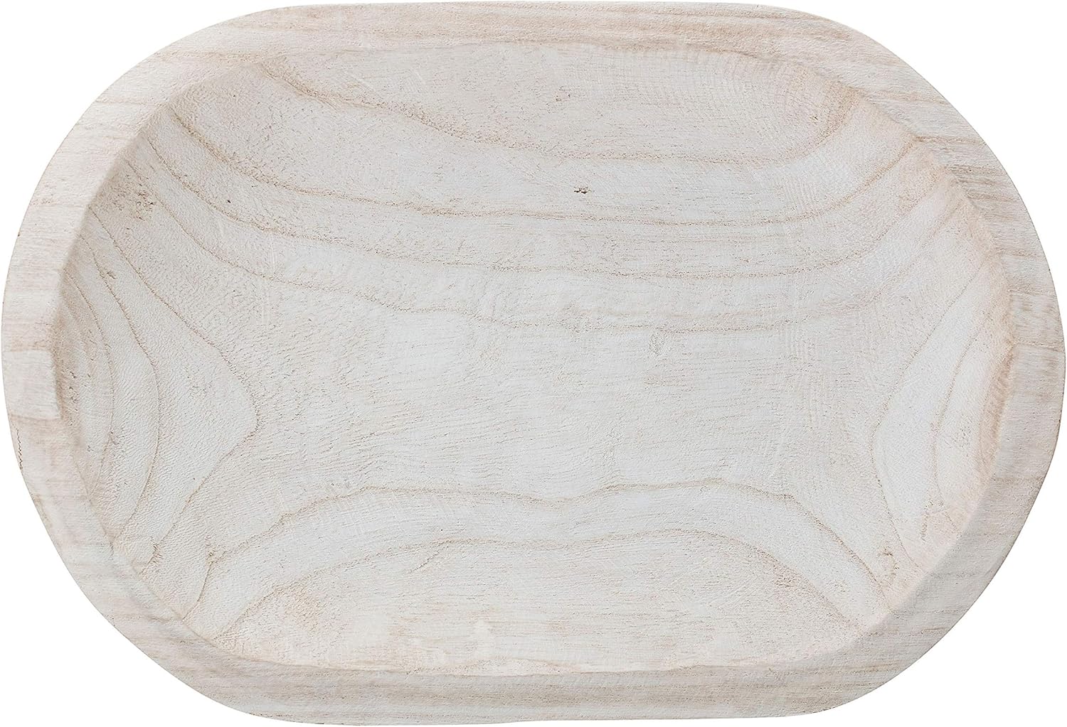 Hand-Carved Paulownia Wood Bowl / White