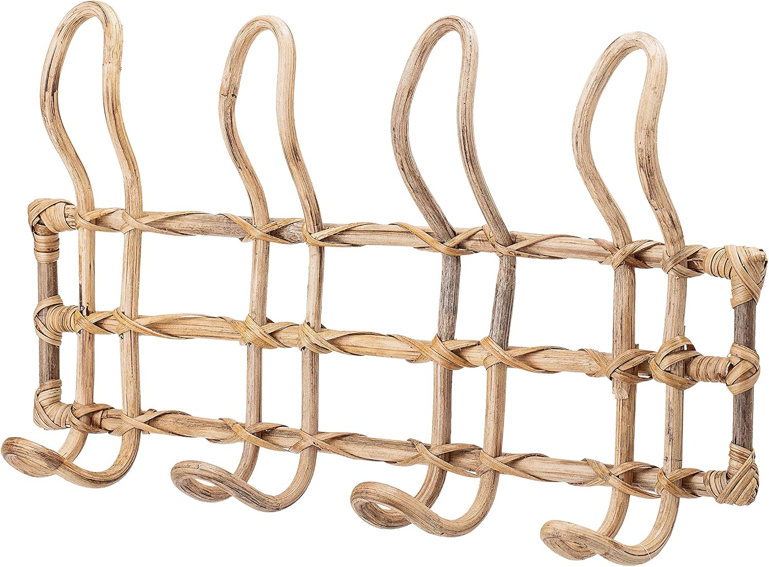 4 Hooks / Rattan Wall Hanger / Beige
