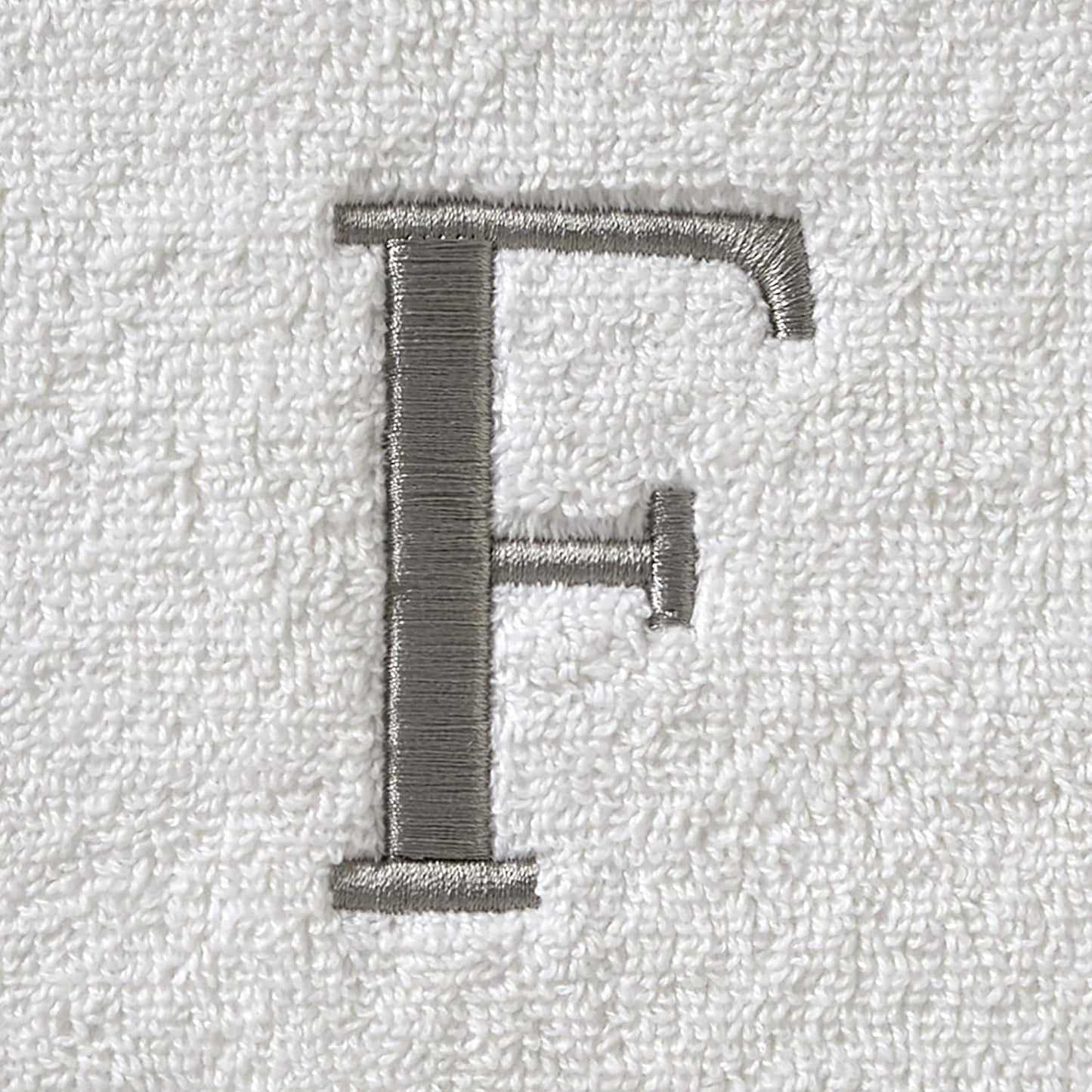 SKL Home Casual Monogram Hand Towel Set-2pc, Embroidered F, White | Available in letters A-Z. Personalized style for