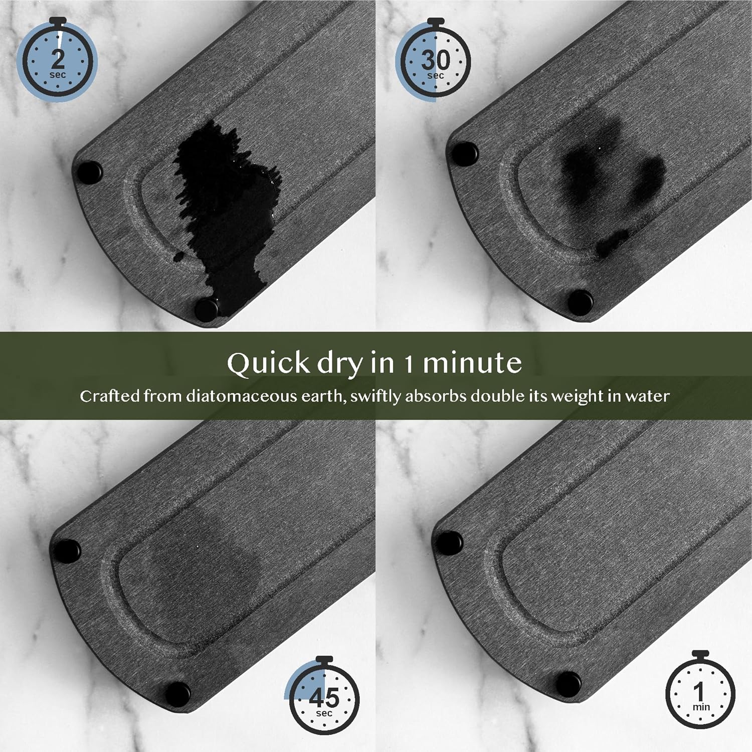 Water Absorbing Stone Soap Tray / Dark Gray / Set of 2