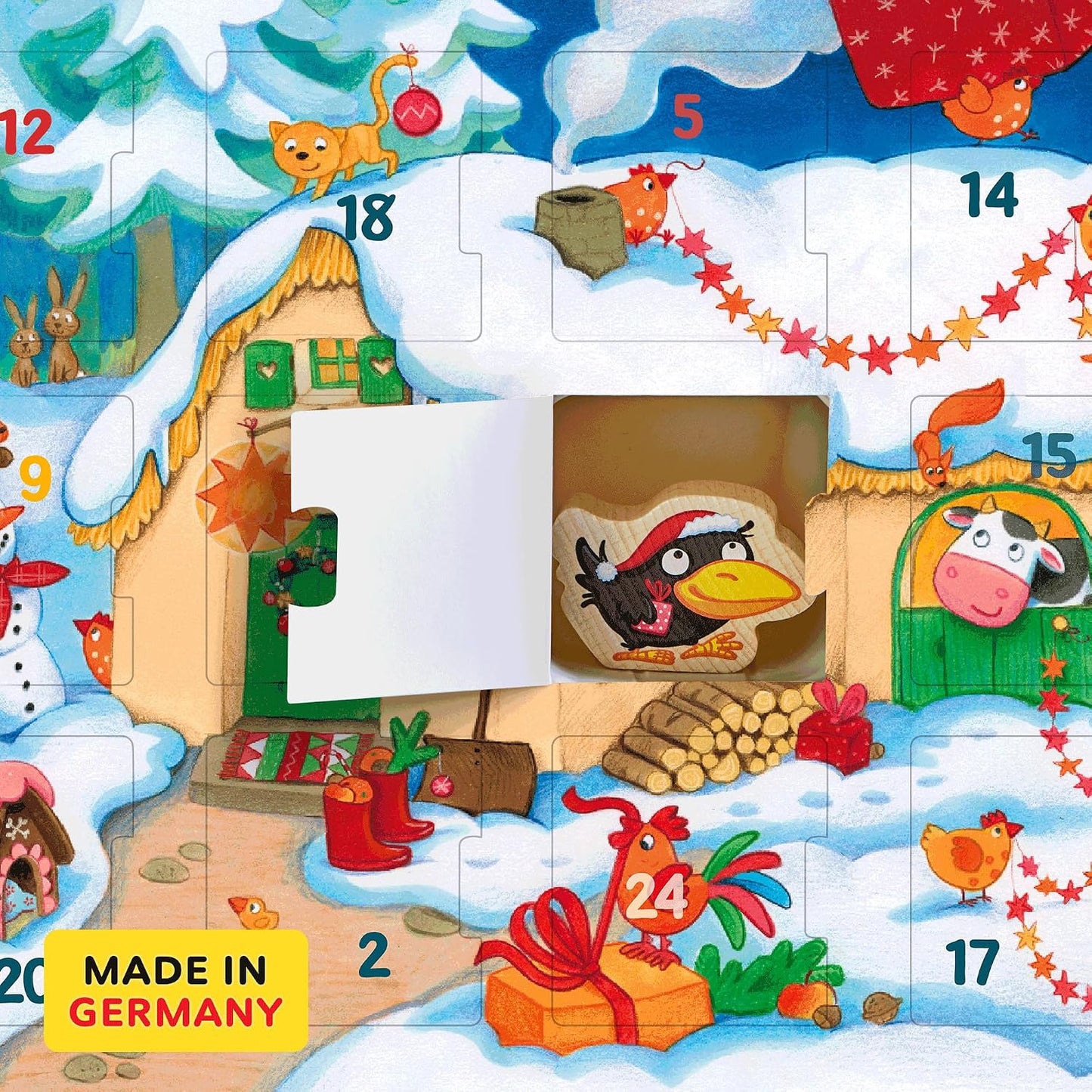 HABA My First Advent Calendar Farmyard Themed Wooden Animals, Christmas Toddler Activities, A Reusable Advent Calendar