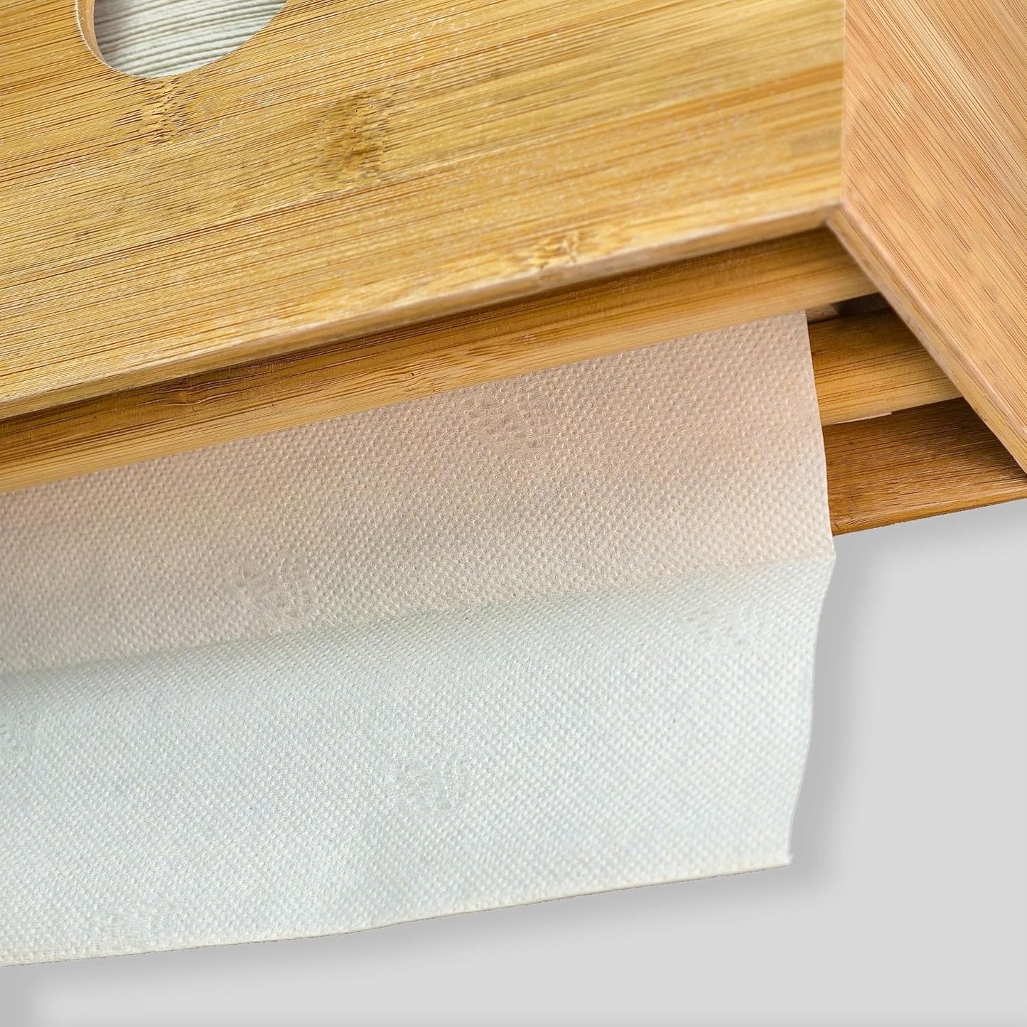 eBun Bamboo Paper Towel Dispenser with Removable Wooden Lid Tray, Bamboo | Wall mount or countertop holder for C-fold