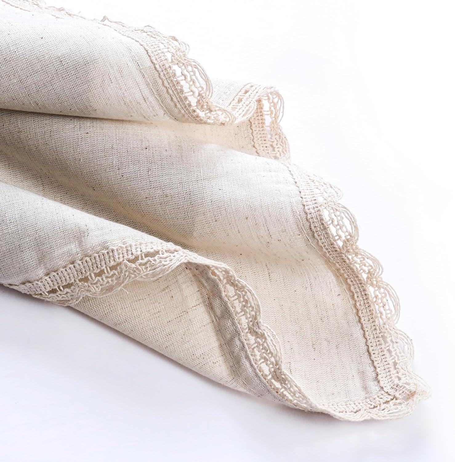 Set of 12 Flax Lace Cloth Napkins 20x20 Inch - Natural | Premium Linen Cotton Reusable Dinner Napkin for Wedding