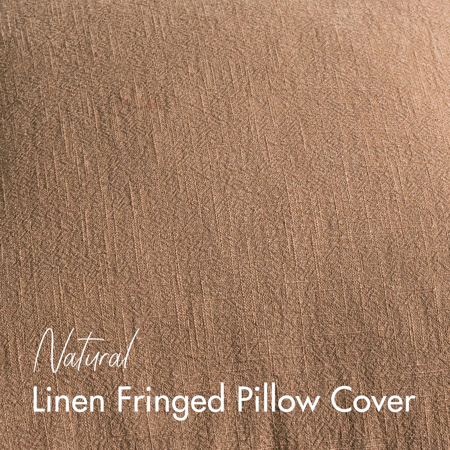 Decorative Linen Fringe Throw Pillow Covers Boho Farmhouse Soft Cushion / 20 x 20 / Brown / Set of 2