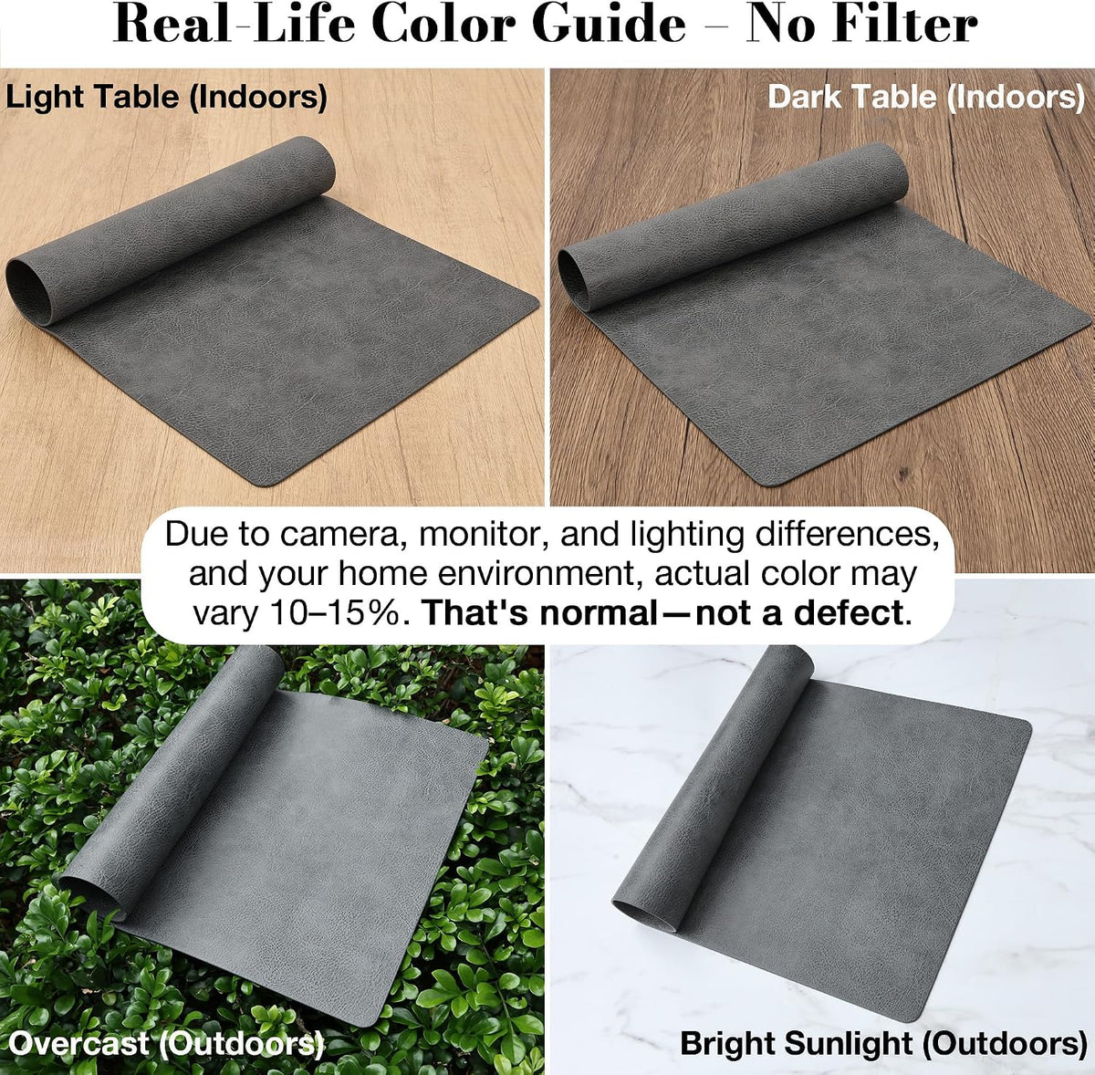 Roxifina Faux Leather Placemats Set of 8 - Vinyl Placemats Wipeable Waterproof Oil-Proof PU Place Mats Heat Resistant