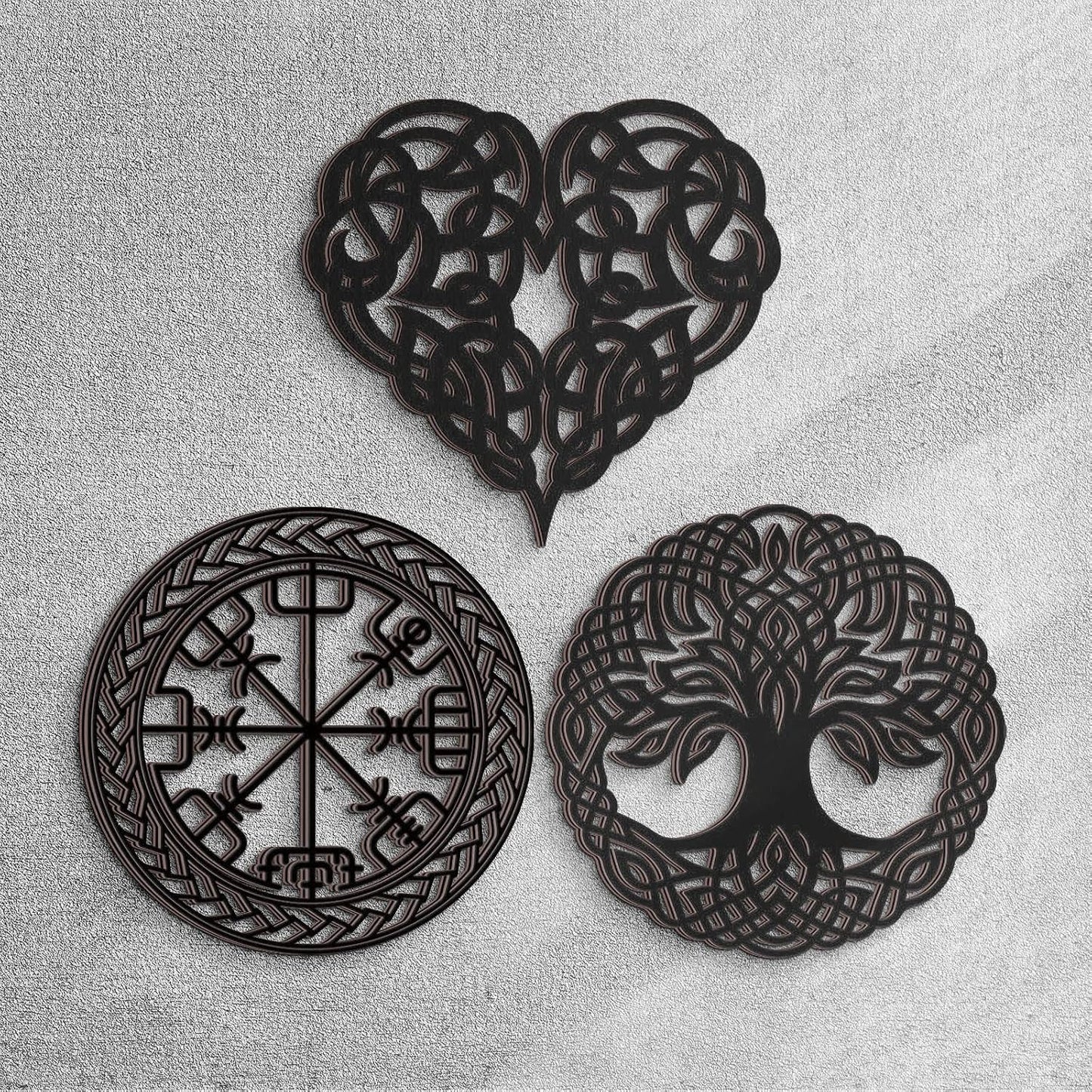 Viking Wall Decor Celtic Symbol Nordic Decor Norse Wooden Hanging Wall Art Celtic / Black / Set of 3