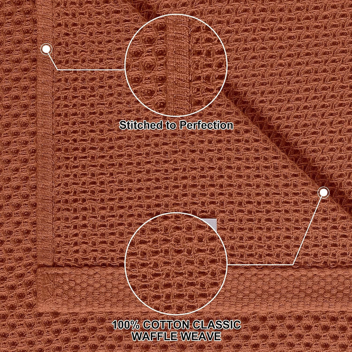 Homaxy 10 Pack 100% Cotton Kitchen Towels and Dishcloths Set, Rust | 12 x 12 Inches and 13 x 28 Inches Kitchen Towels
