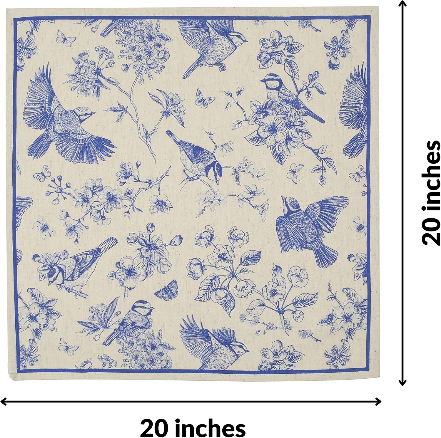 FINGERCRAFT Cloth Napkins Set of 12 Cotton Linen, 20x20 Inch, Toile | Mitered corner, washable, soft, absorbent, floral