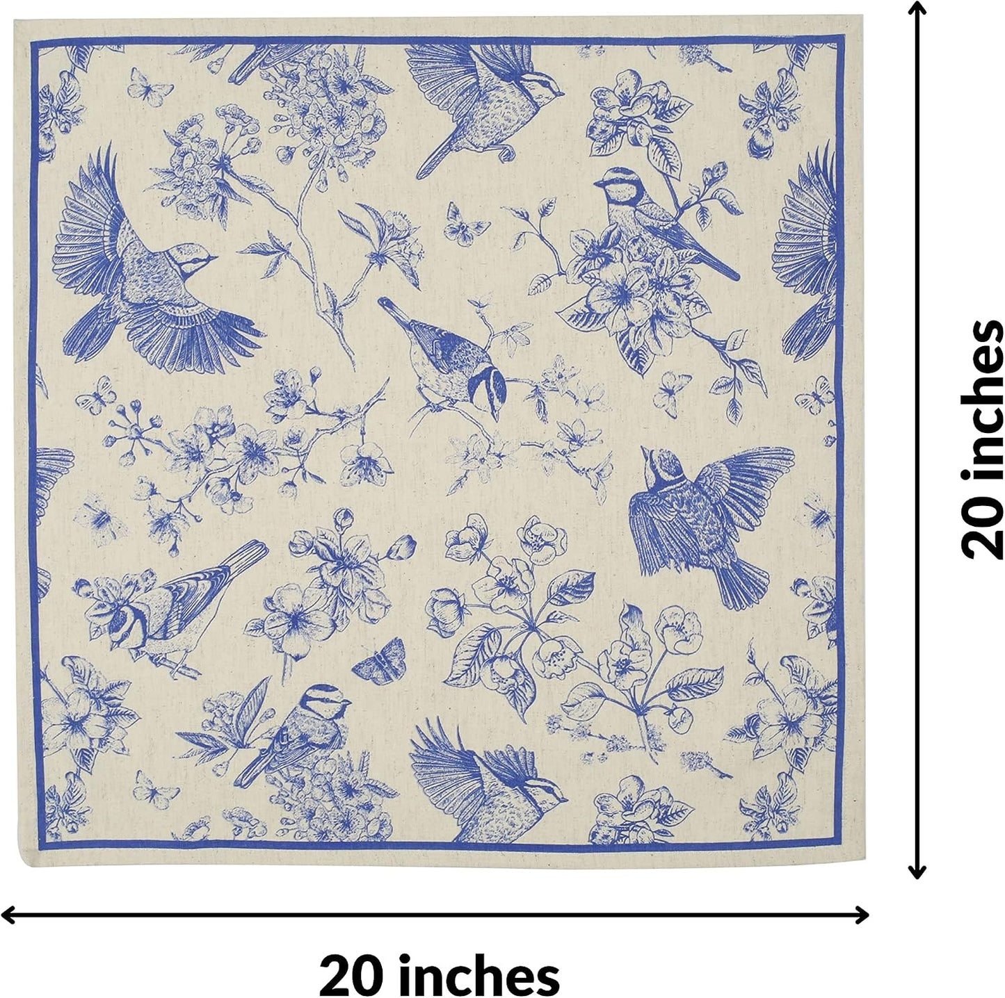 FINGERCRAFT Cloth Napkins Set of 8 Cotton Linen, 20x20 Inch, Toile | Mitered corner, washable, soft, absorbent, floral