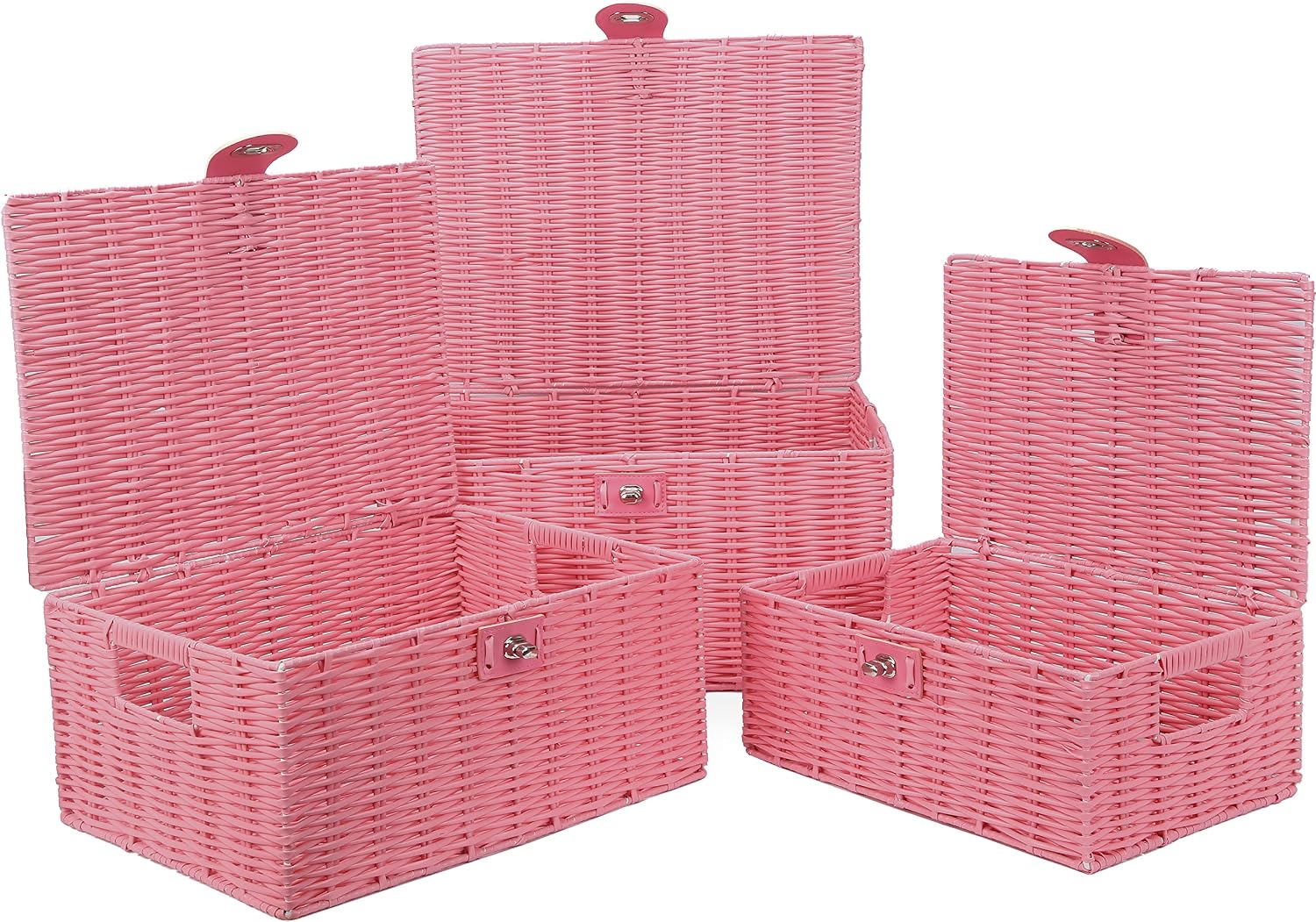 Woven Basket / Wicker Storage Baskets / Pink / Set of 3