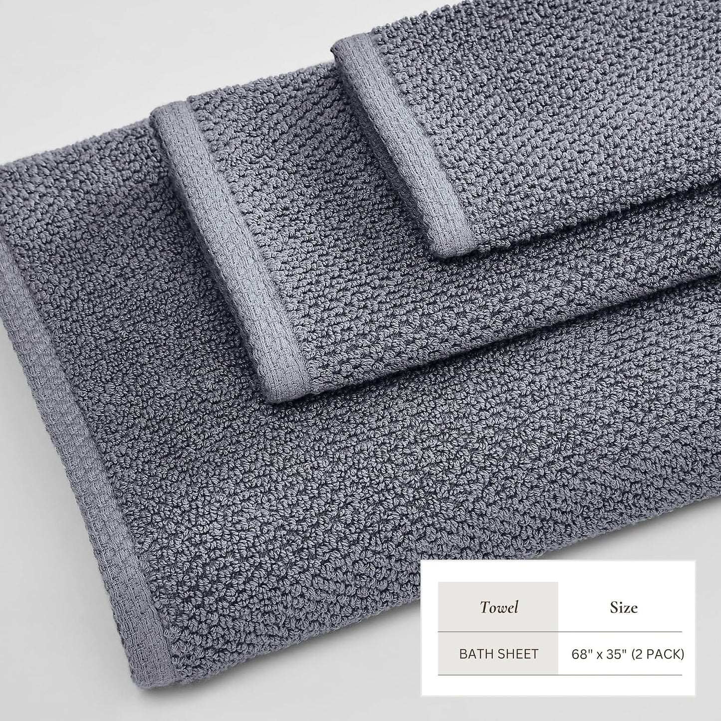 Great Bay Home 100% Cotton Oversized 2 Pack 68x35 Extra Large Towel Set - Absorbent, Quick-Drying, Durable Oversized