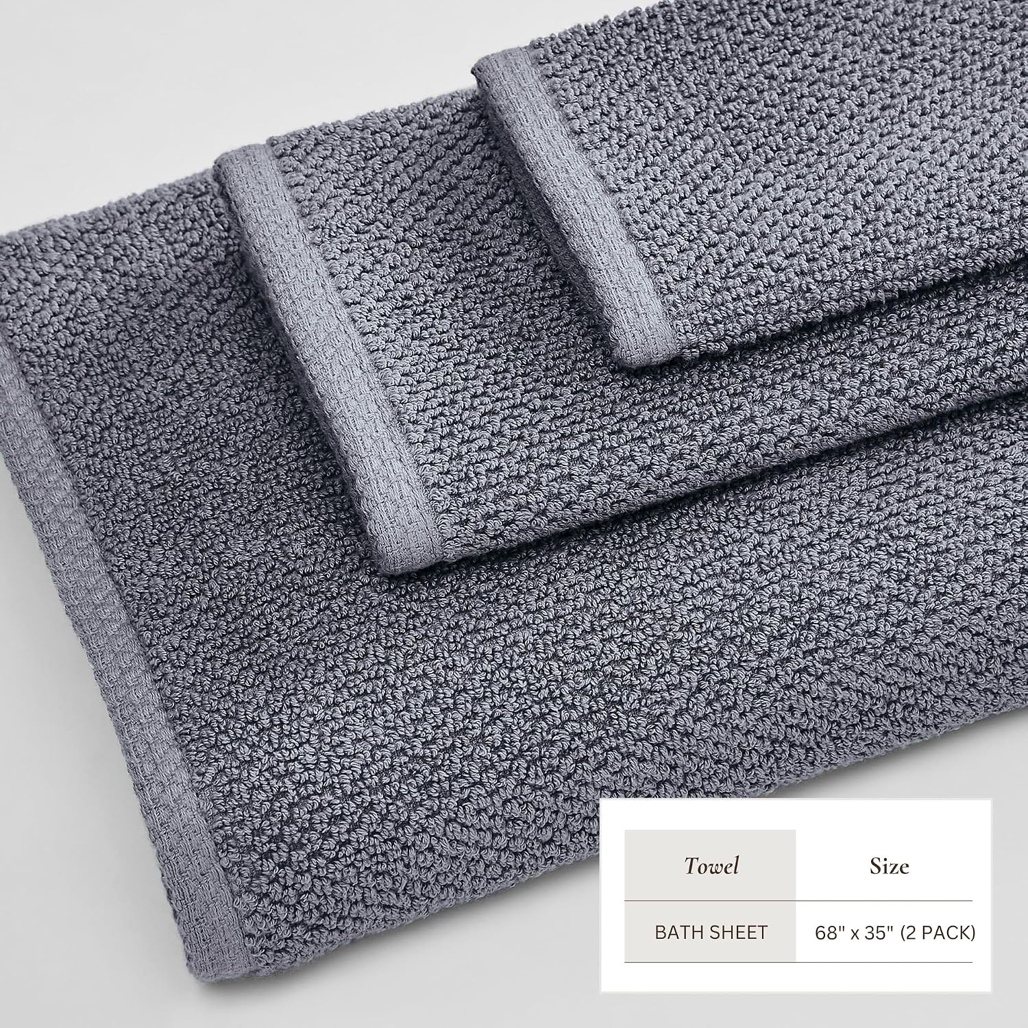 Great Bay Home 100% Cotton Oversized 2 Pack 68x35 Extra Large Towel Set - Absorbent, Quick-Drying, Durable Oversized
