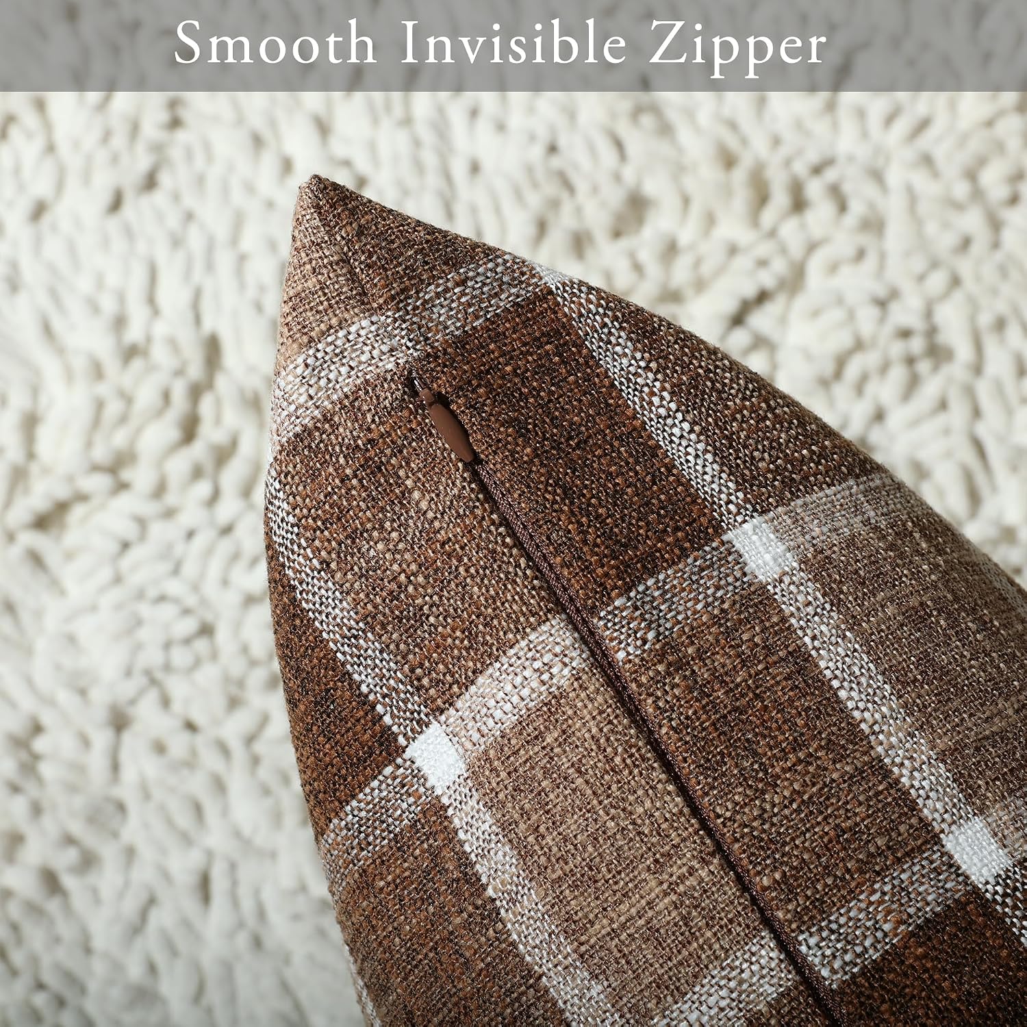Farmhouse Plaid Decorative Cushion Covers / 18 x 18 / Check-chocolate / Set of 2