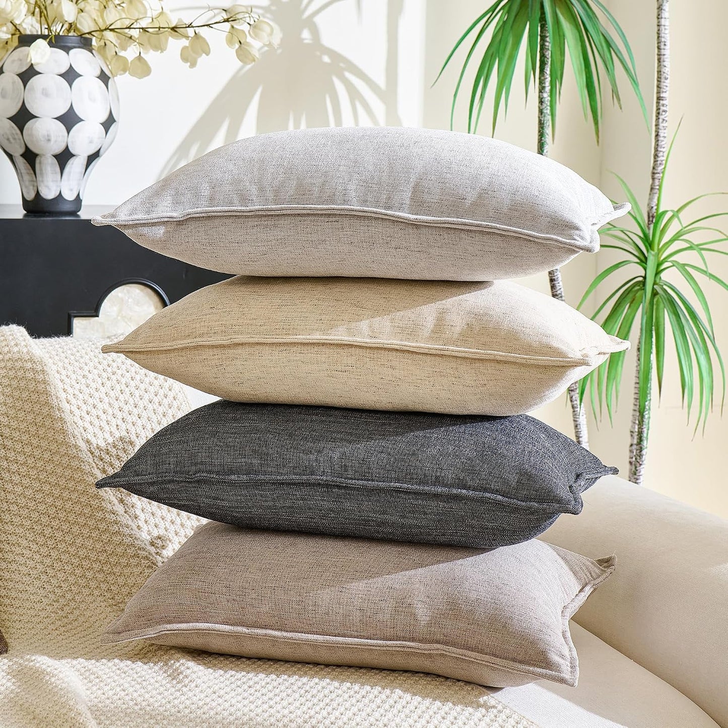 Farmhouse Decorative Pillow / Cream White / 20 x 12 / Set of 2