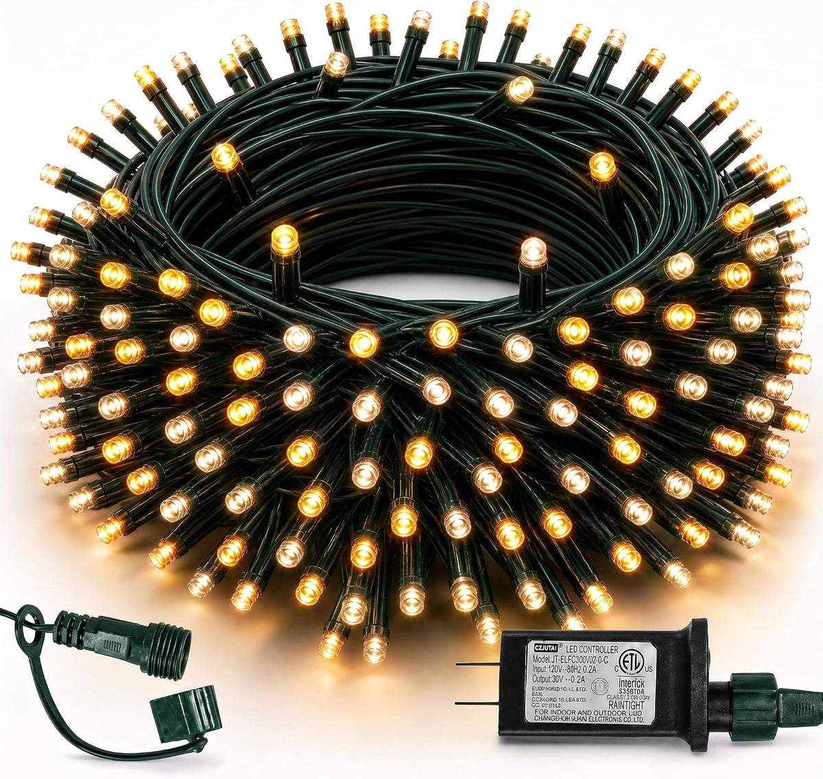 TW SHINE Christmas Lights, 200 LED 66FT Outdoor Christmas Lights Plug in with 8 Modes, Waterproof Light Outdoor, Indoor Xmas Decorations for Party Yard House Decor, Warm White
