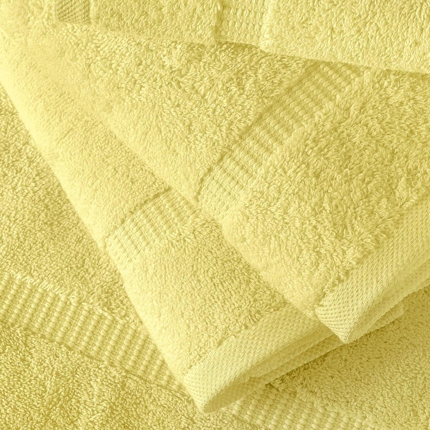 SALBAKOS 12-Piece 100% Turkish Cotton Washcloths and Face Towels, Yellow | 13x13 in Standard Size Small Towel
