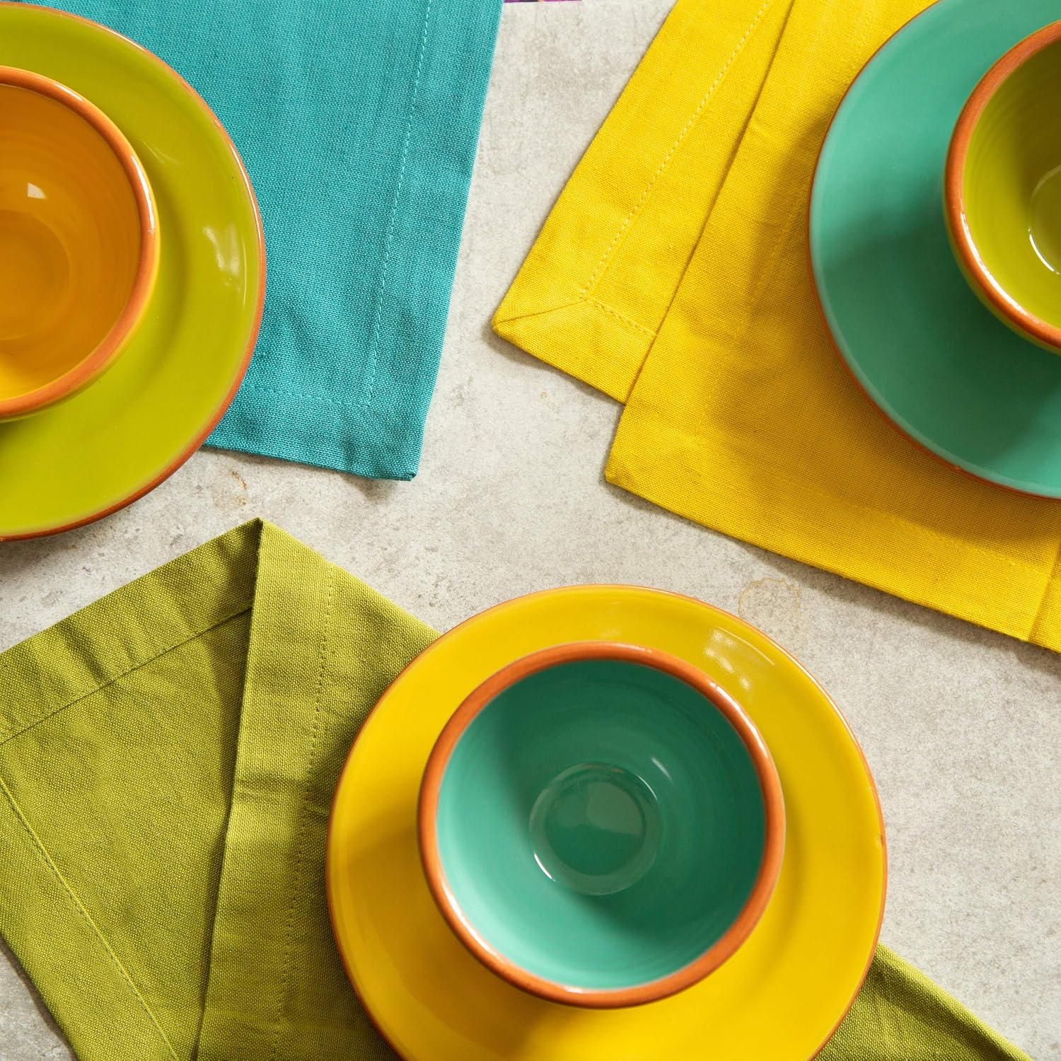 COTTON CRAFT Multicolor Cloth Napkins - 24 Pack 100% Cotton Dinner Napkins | 17x17 inches Soft Washable Absorbent