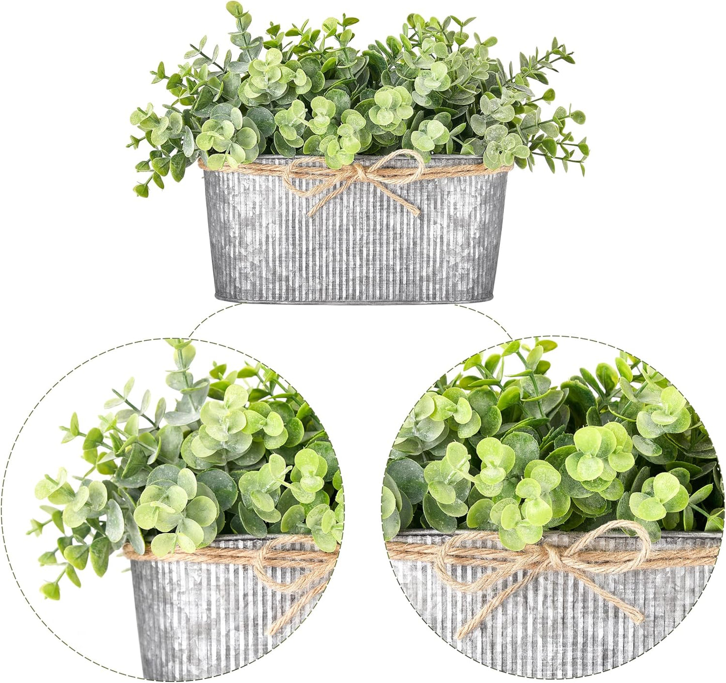 Artificial Eucalyptus Faux Plants Indoor for Farmhouse Home Decor Fake Potted Plants / Grey